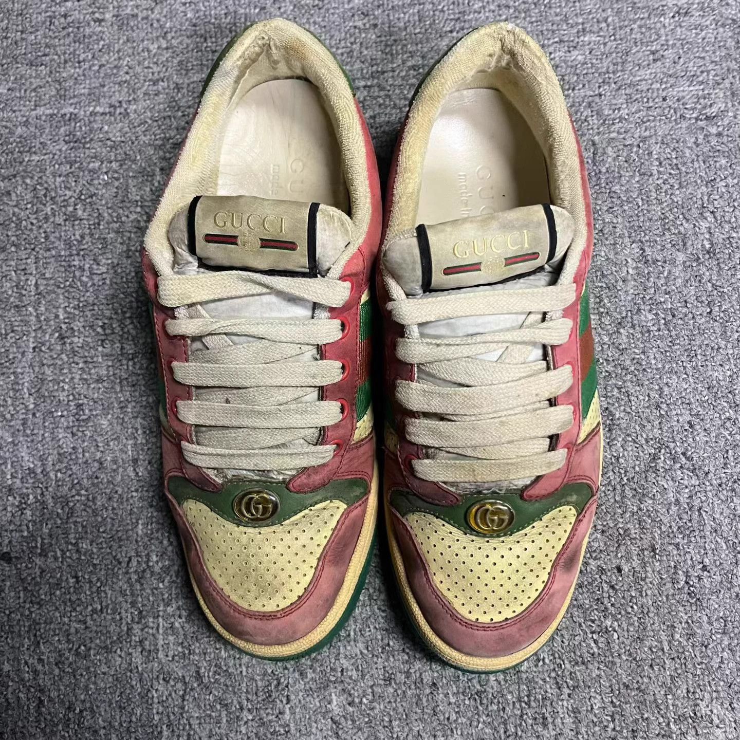 Gucci Gucci pink leather webbing print low-top sneaker 39 Size US 8 / IT 38 - 3 Thumbnail