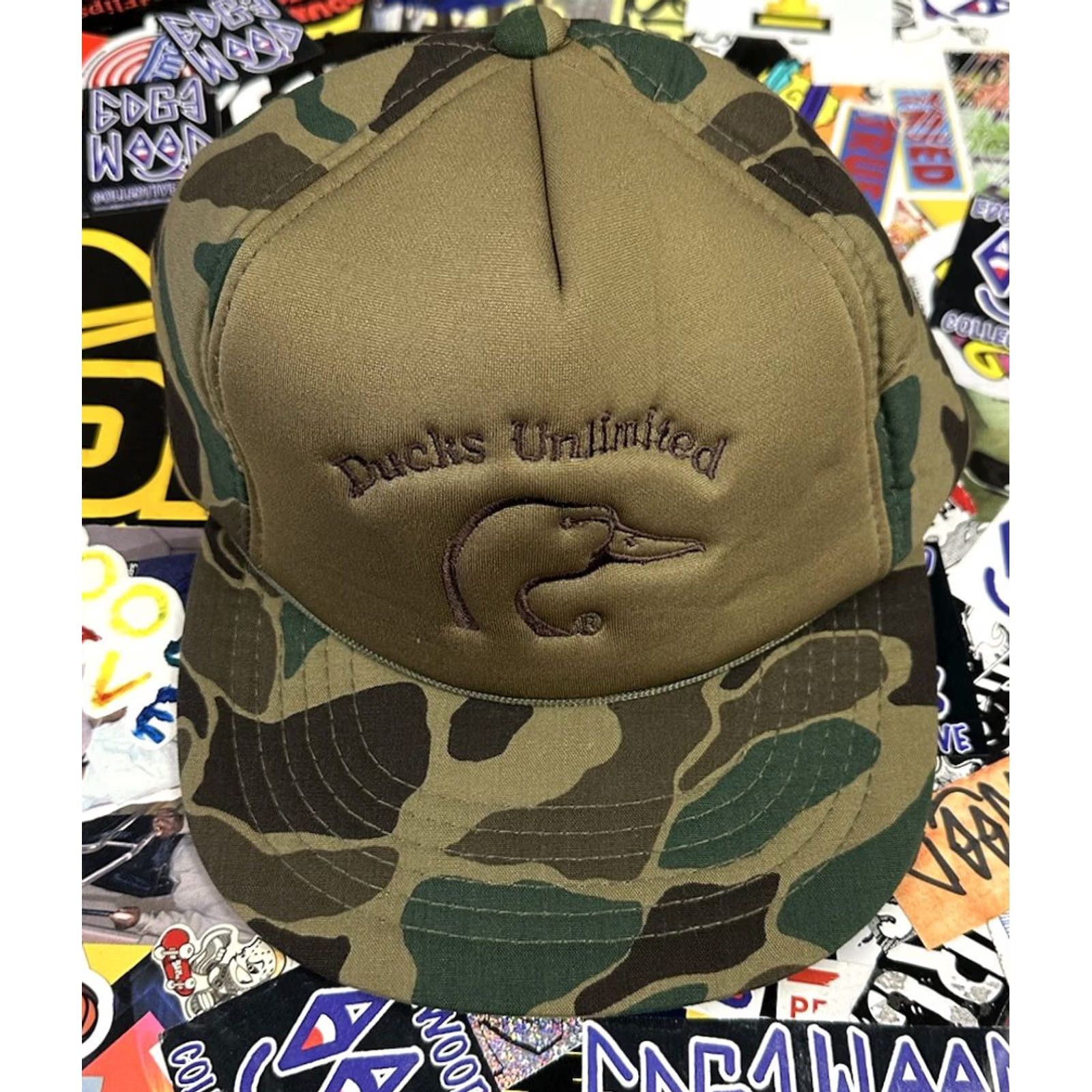 Vintage VINTAGE Ducks Unlimited Trucker Hat Adjustable Camo FLAW Broken Snap Needs Repair Mens Size ONE SIZE - 3 Thumbnail