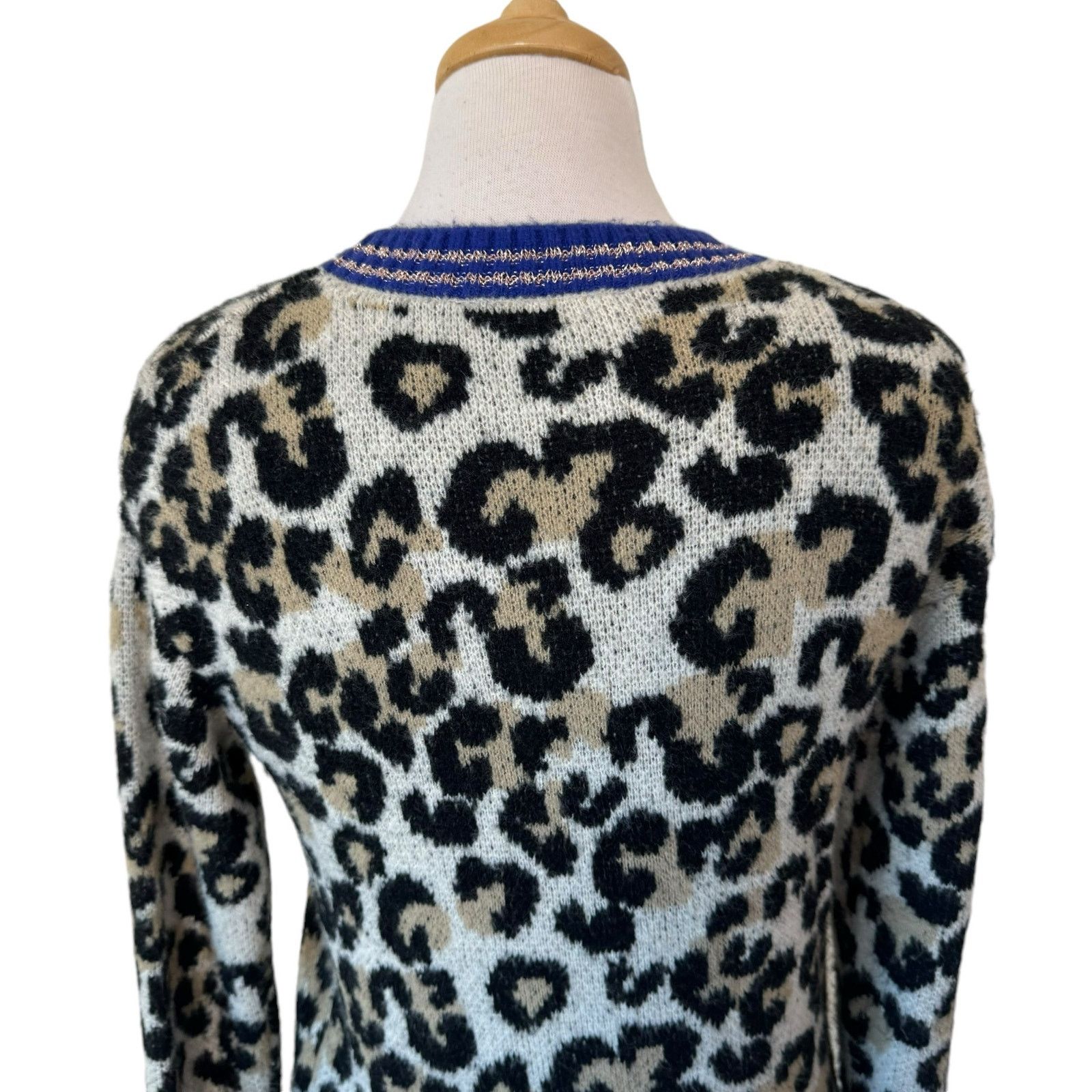 Central Park West CENTRAL PARK WEST Leopard Lurex Crew Wool Blend Metallic Size S / US 4 / IT 40 - 9 Thumbnail