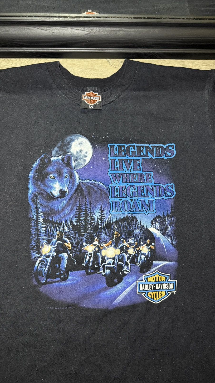 Harley Davidson Vintage / Y2K 1980s Harley Davidson Wolf East Haven CT Shirt Size US XL / EU 56 / 4 - 3 Thumbnail