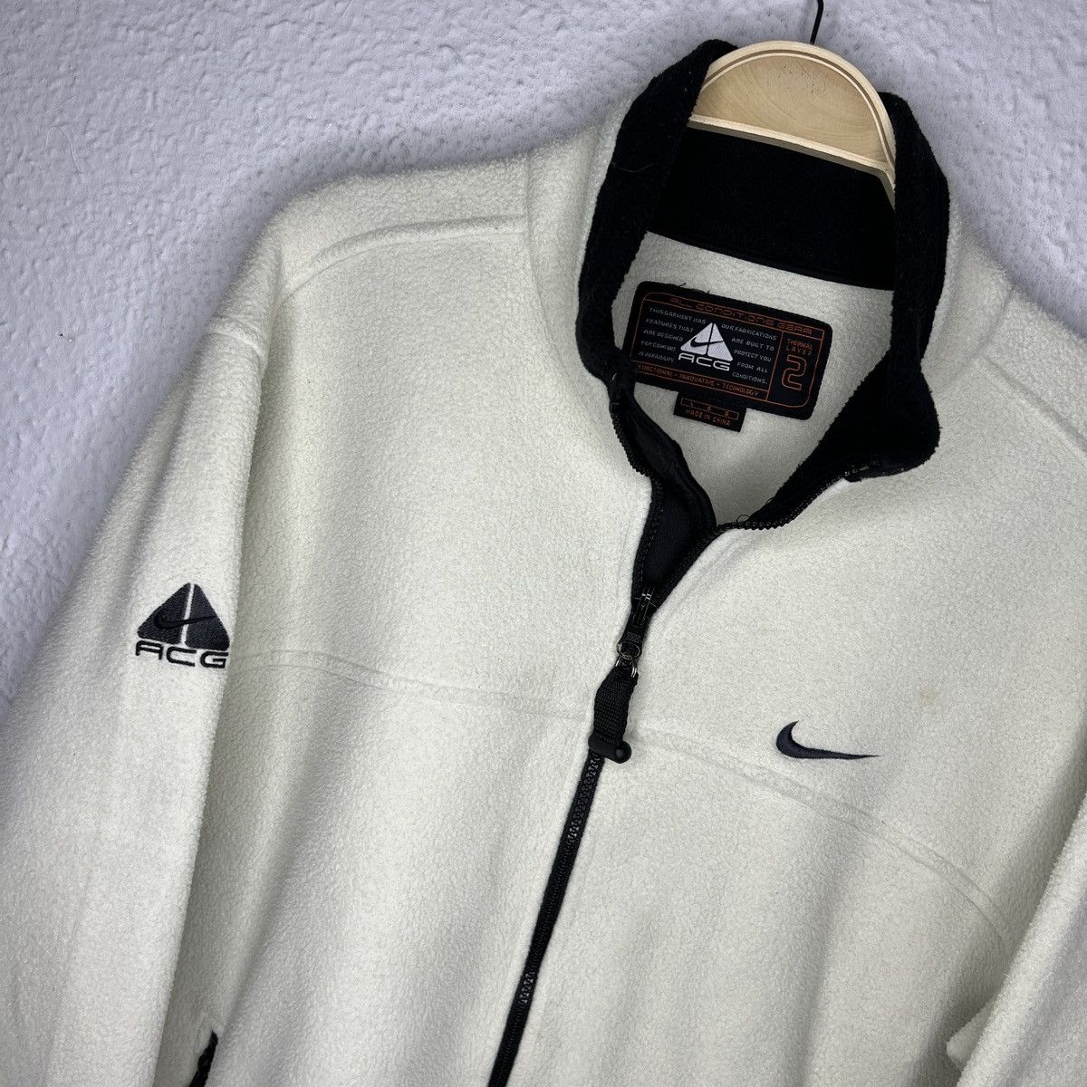 Nike × Nike ACG × Vintage Vintage Nike ACG Fleece Jacket Sweatshirt Ninja Beige Cream Size US L / EU 52-54 / 3 - 4 Thumbnail
