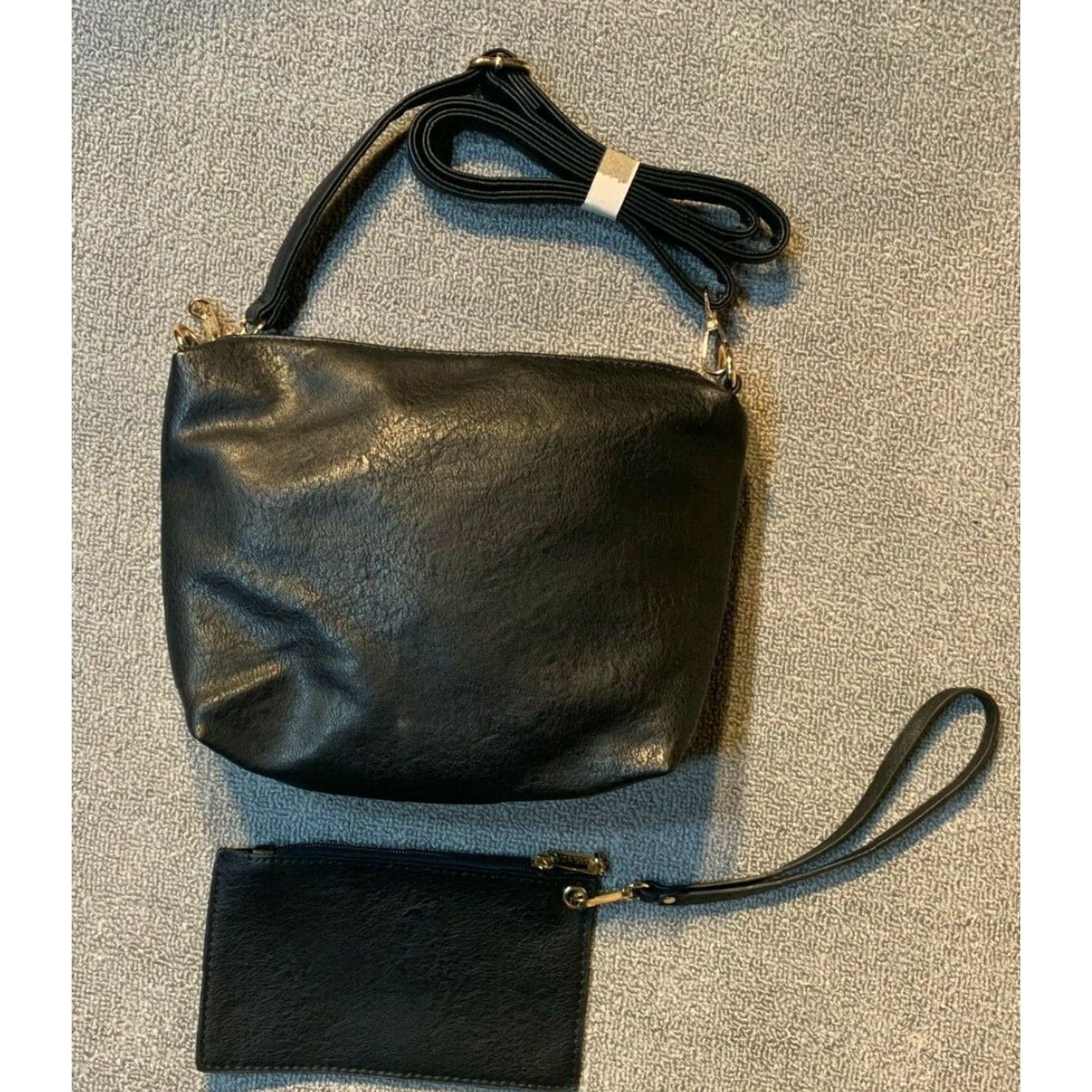 Vintage **Dasein Women's Black Vegan Leather Shoulder Bag and Coin Pouch Set** User: Dasein Women's Black Vegan Leather Shoulder Bag and Coin Pouch Set Size ONE SIZE - 2 Thumbnail