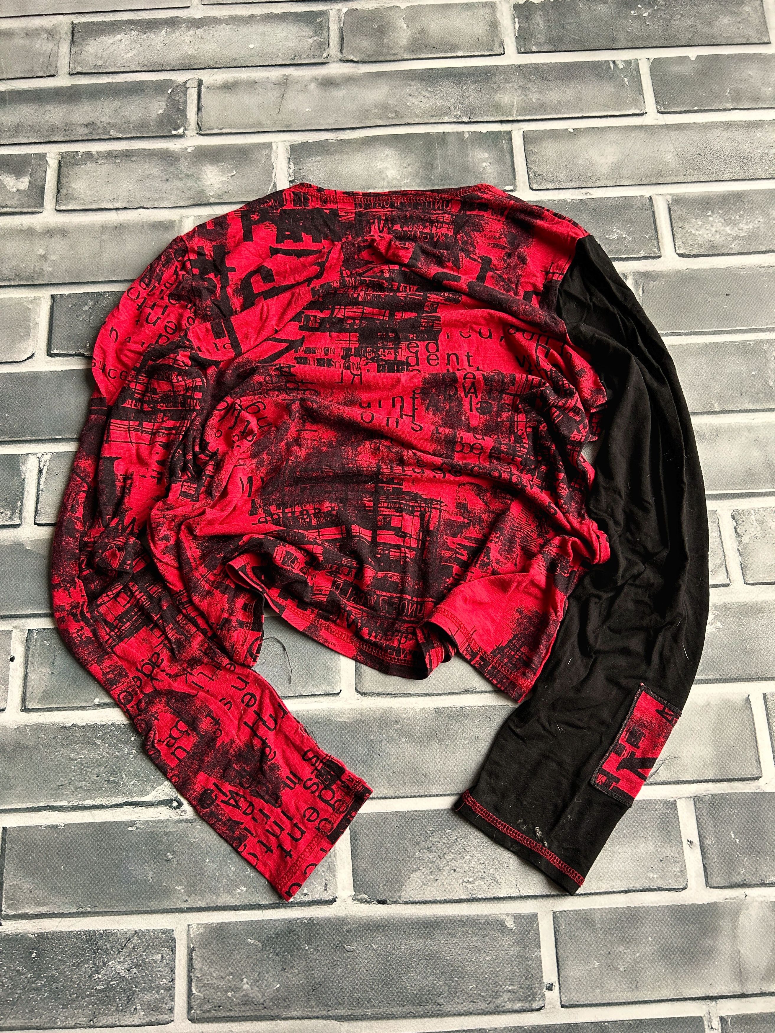 Yohji Yamamoto Y2K Cyber Grunge Graphic Long Sleeve Red Black Size US S / EU 44-46 / 1 - 4 Thumbnail