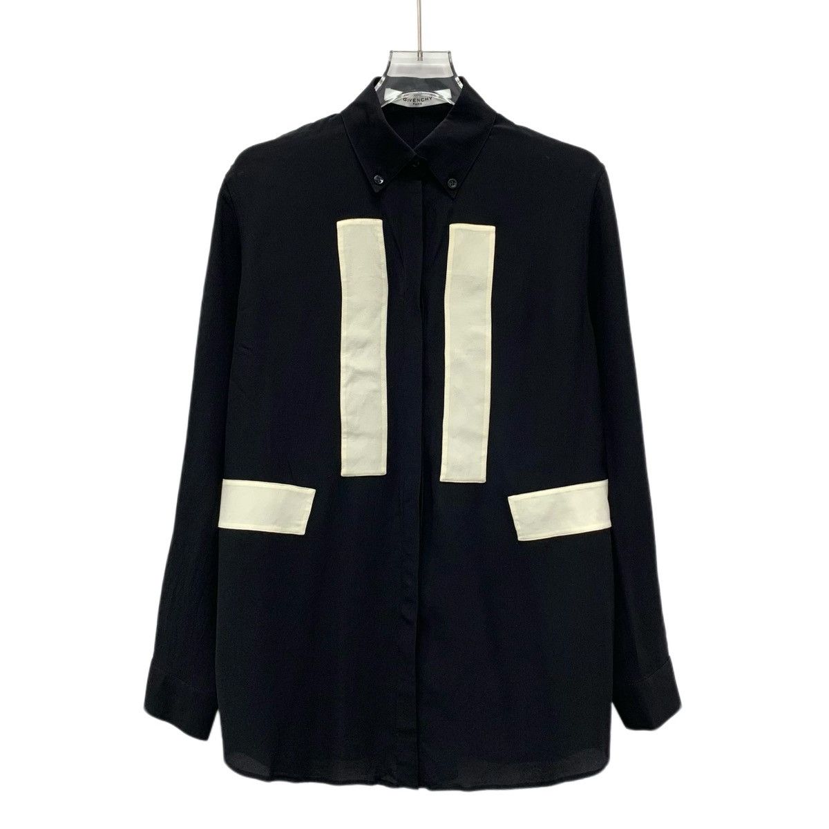 Givenchy Givenchy Color-blocked Silk Lapel Long Sleeve Shirt K26WX Size XS / US 0-2 / IT 36-38 - 1 Thumbnail