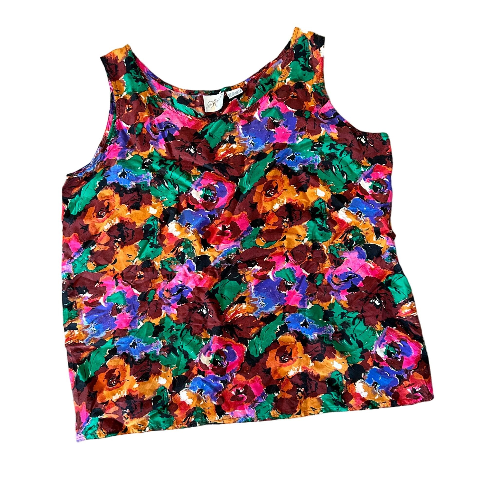 Vintage Vintage 100% Silk Novelty Floral Top 16 Size XXL / US 16-18 / IT 52-54 - 1 Thumbnail