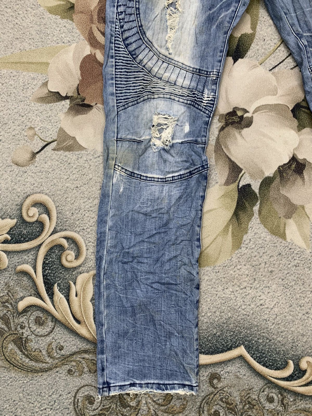 Japanese Brand Distress GOLD Biker Like Denim Pant Size US 33 - 3 Thumbnail