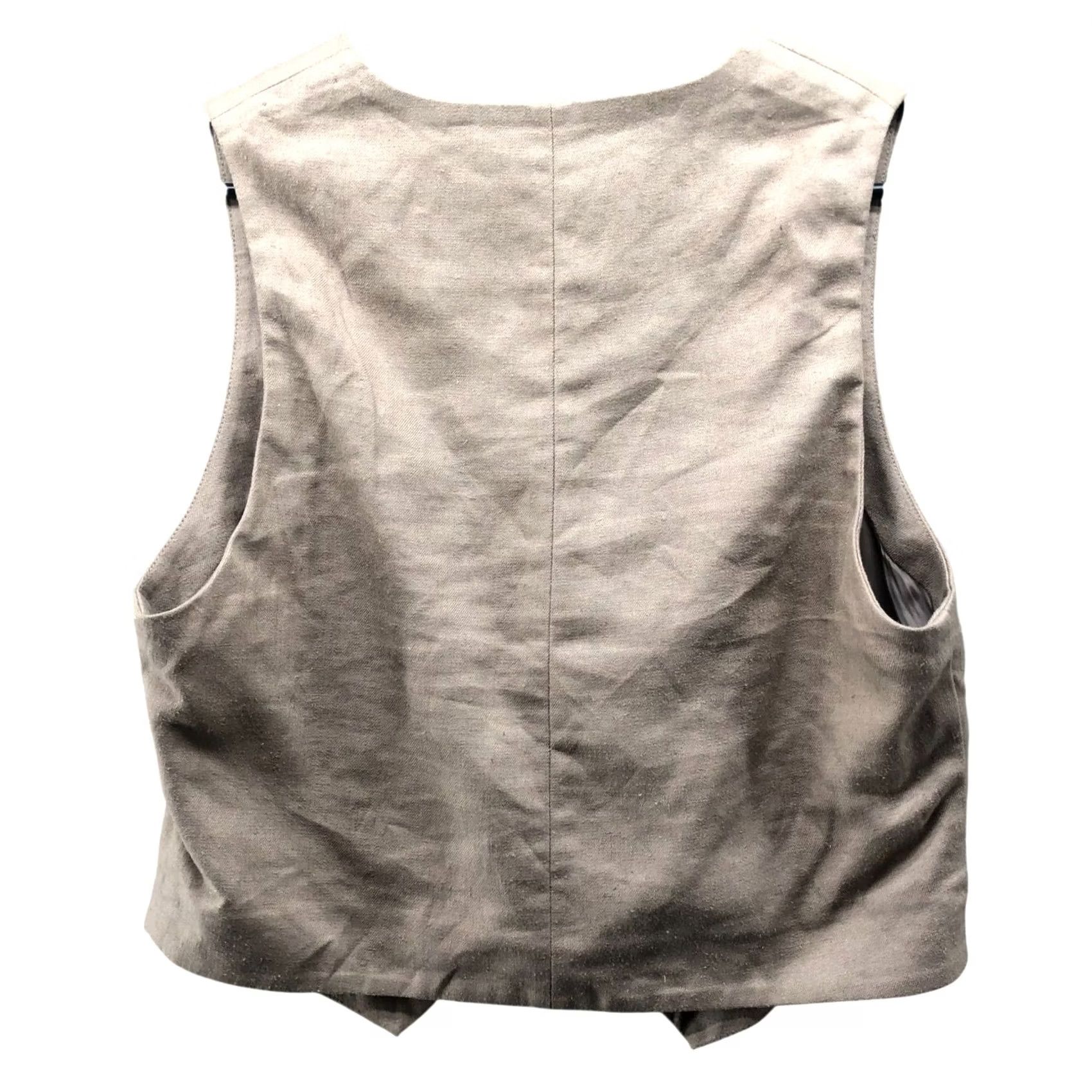 American Eagle Outfitters VINTAGE American Eagle Outfitters Linen Blend Vest Waistcoat Womens XS Tan Button Front V-Neck Size XS / US 0-2 / IT 36-38 - 2 Thumbnail