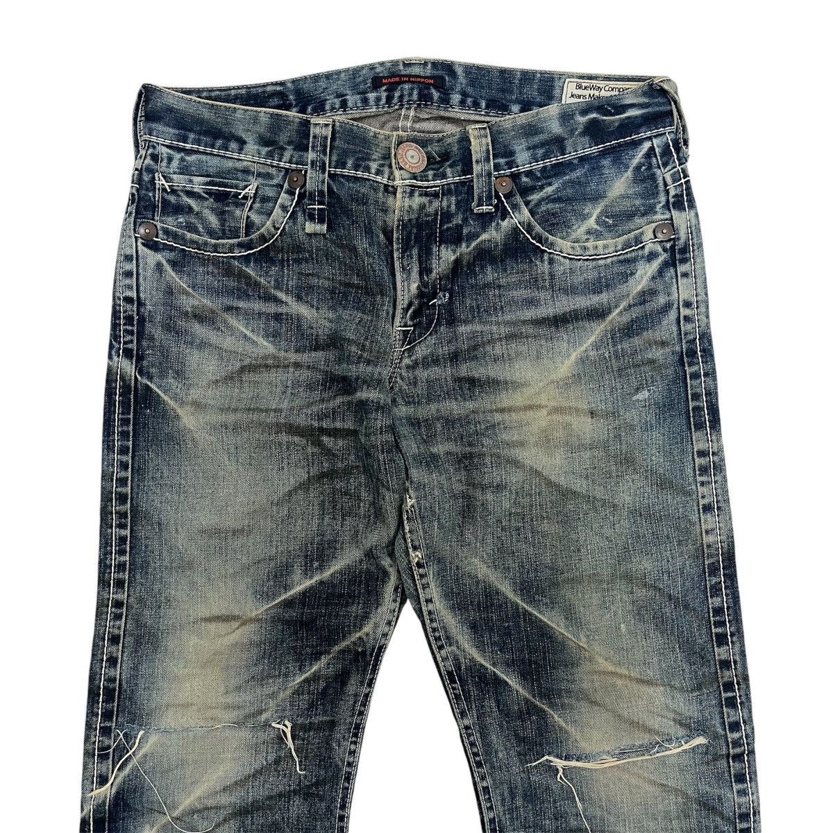 If Six Was Nine FLARED BLUE WAY CLAWMARK DISTRESSED DENIM PANT BOOTCUT JEANS Size US 32 / EU 48 - 3 Thumbnail