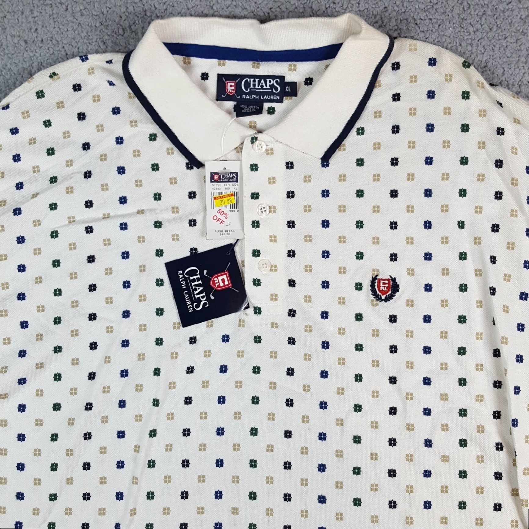 Ralph Lauren VINTAGE Ralph Lauren Chaps Polo Shirt Shield Golf XL White Short Sleeve Collared Polo Shirt Size US XL / EU 56 / 4 - 2 Thumbnail
