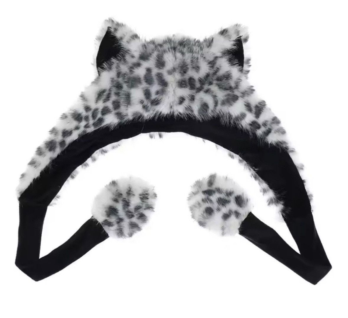 Japanese Brand Animal Snow Leopard Hooded Winter Faux Fur Hat Size ONE SIZE - 5 Thumbnail