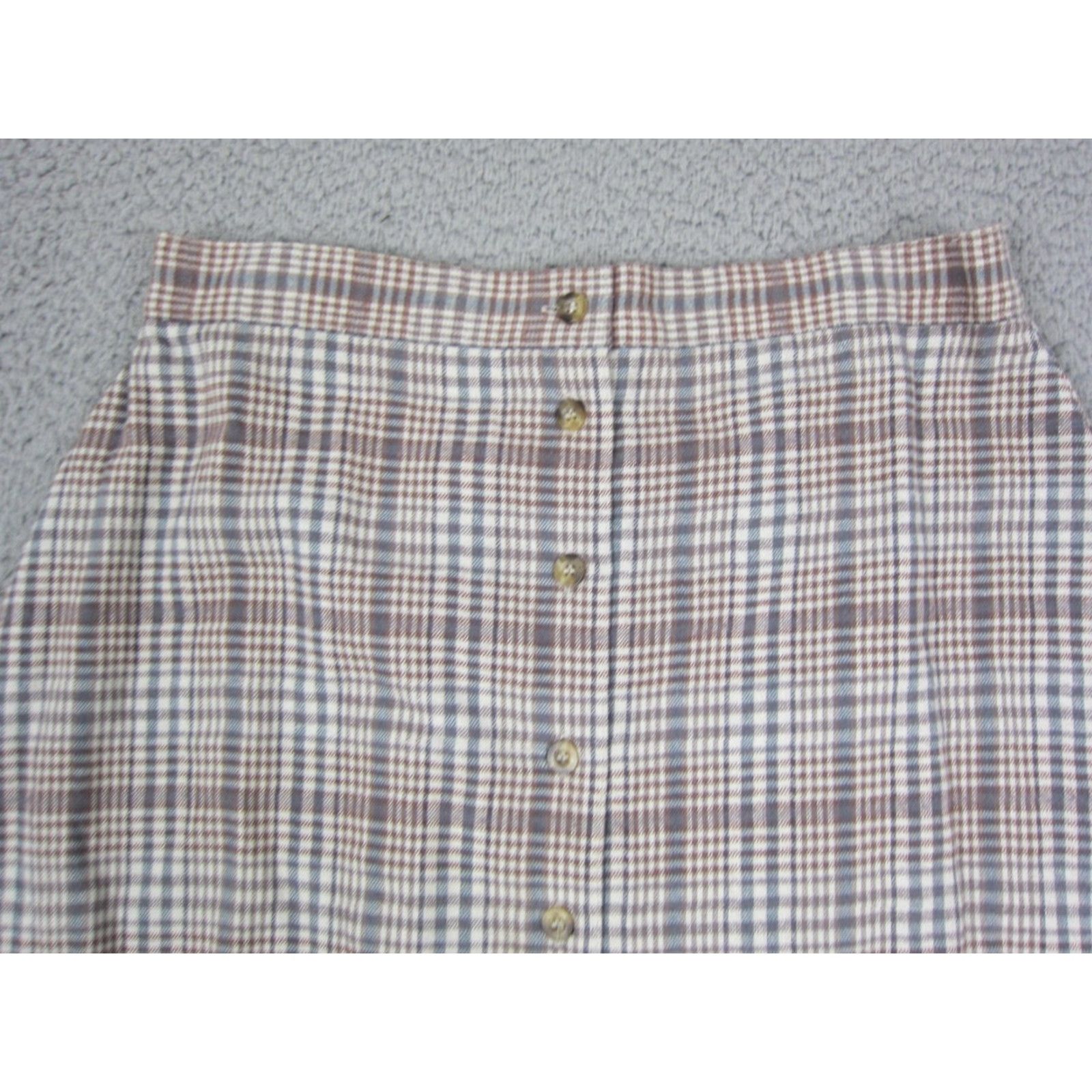 Vintage VINTAGE Woolrich Skirt Womens M Midi Plaid Brown Cotton A-Line 80s 90s Woolrich Womens Bold-Search Skirt Size 32" / US 10 / IT 46 - 2 Thumbnail