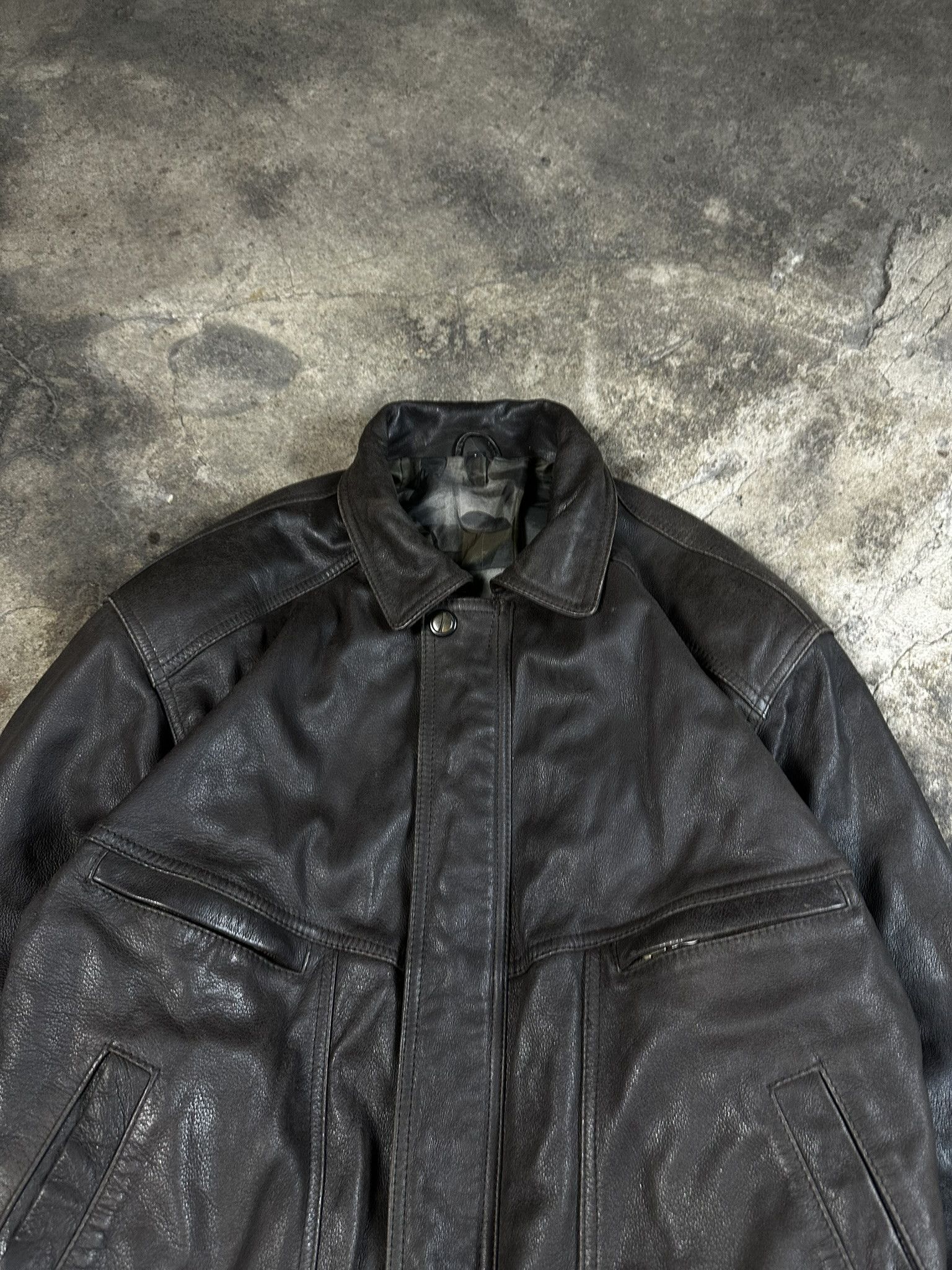 Leather 90s Vintage Real Leather Bomber Military Jacket Size US XL / EU 56 / 4 - 2 Thumbnail