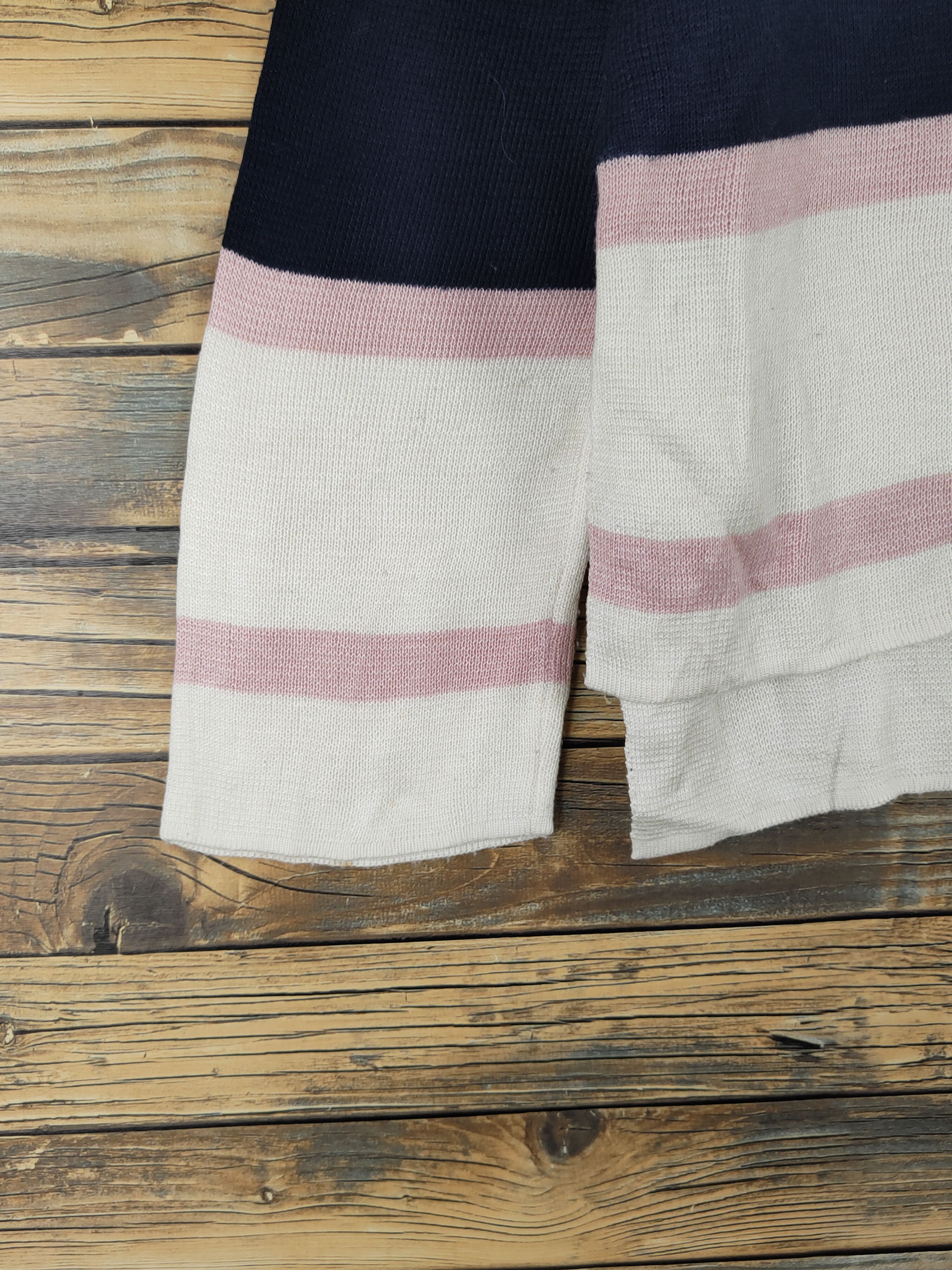 Japanese Brand Ingni Pink Ivory Stripe Knitwear Long Sleeve T-shirts #W2024 Size M / US 6-8 / IT 42-44 - 4 Thumbnail