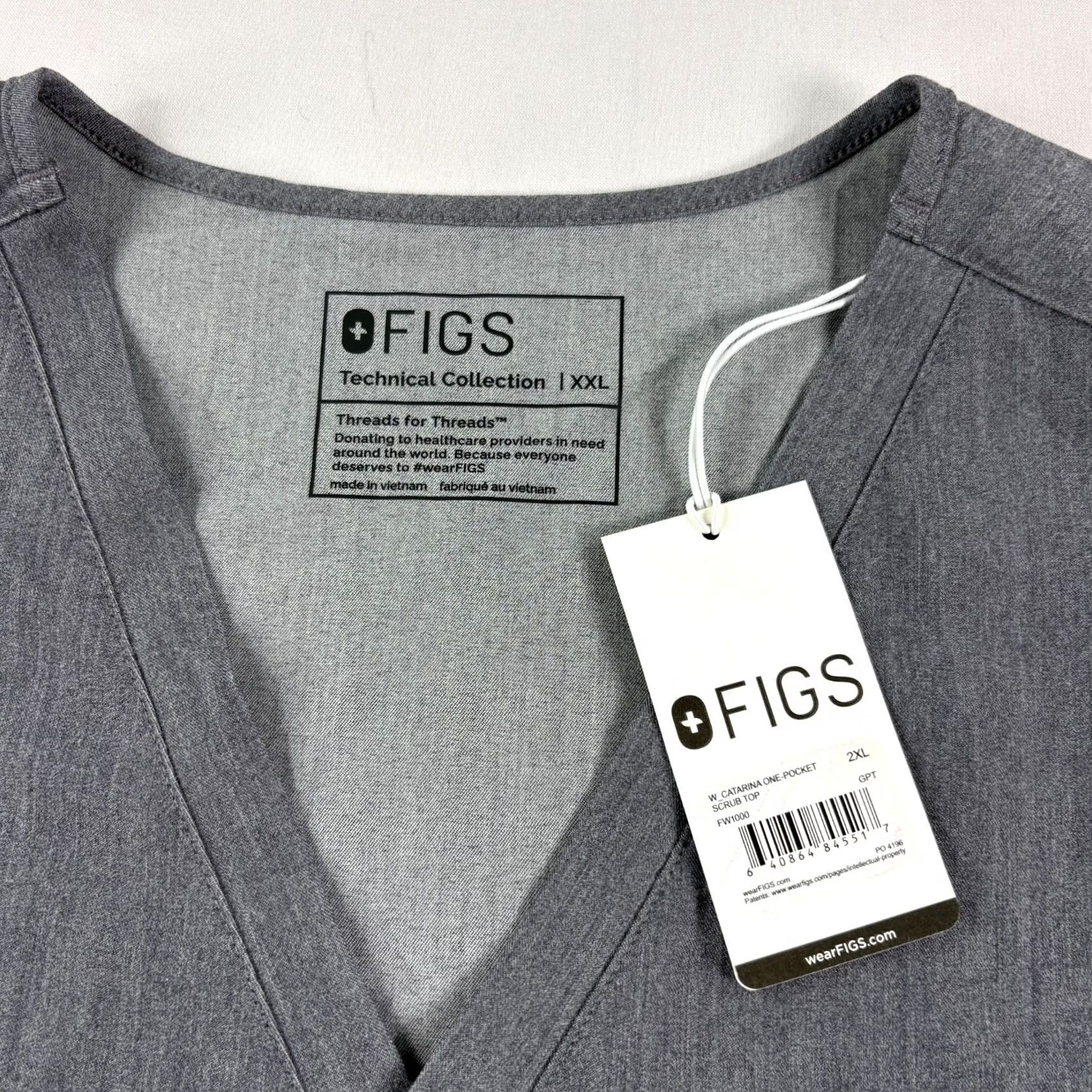 Vintage FIGS Scrub Top Shirt Womens 2XL Gray Catarina One Pocket Nurse Medical NEW Size XXL / US 16-18 / IT 52-54 - 4 Thumbnail