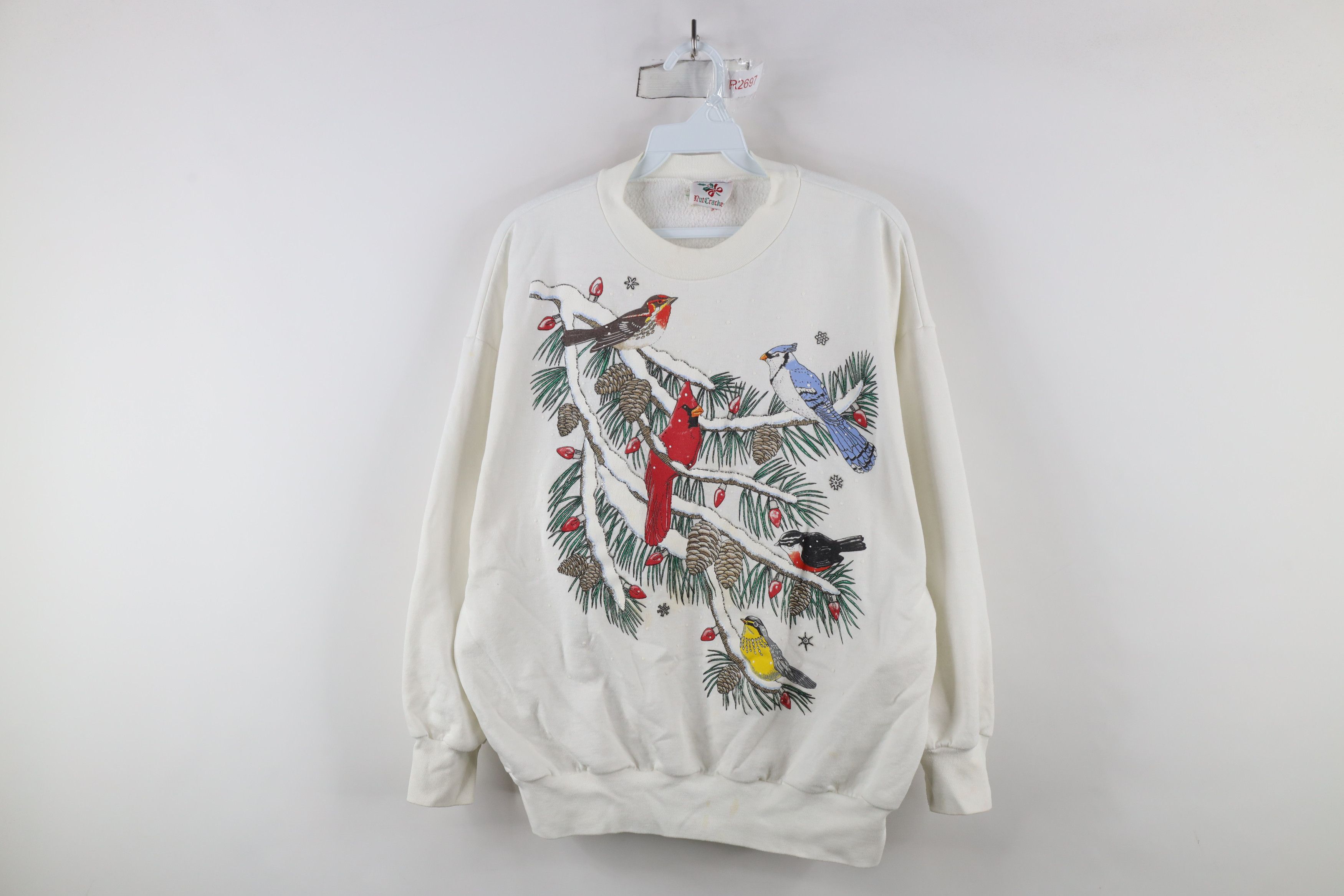 Vintage Vintage 90s Streetwear Christmas Birds Sweatshirt USA Size L / US 10 / IT 46 - 1 Thumbnail