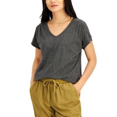 Style & Co Style & Co Petite Heathered Dolman Top, Charcoal Heather, PM Size ONE SIZE - 1 Thumbnail