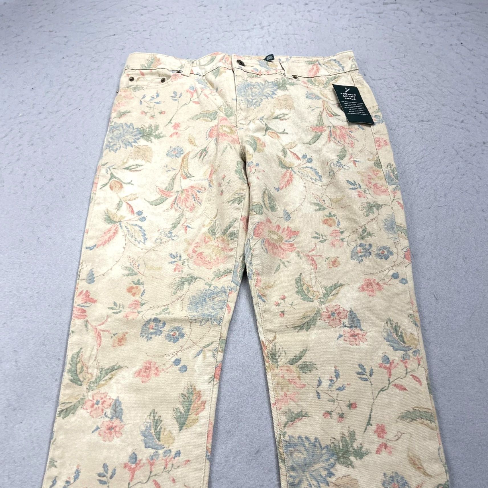 Ralph Lauren VINTAGE Lauren Ralph Lauren Jeans Womens 8 Floral Premier Skinny Ankle Stretch Denim NWT Size 30" / US 8 / IT 44 - 3 Thumbnail