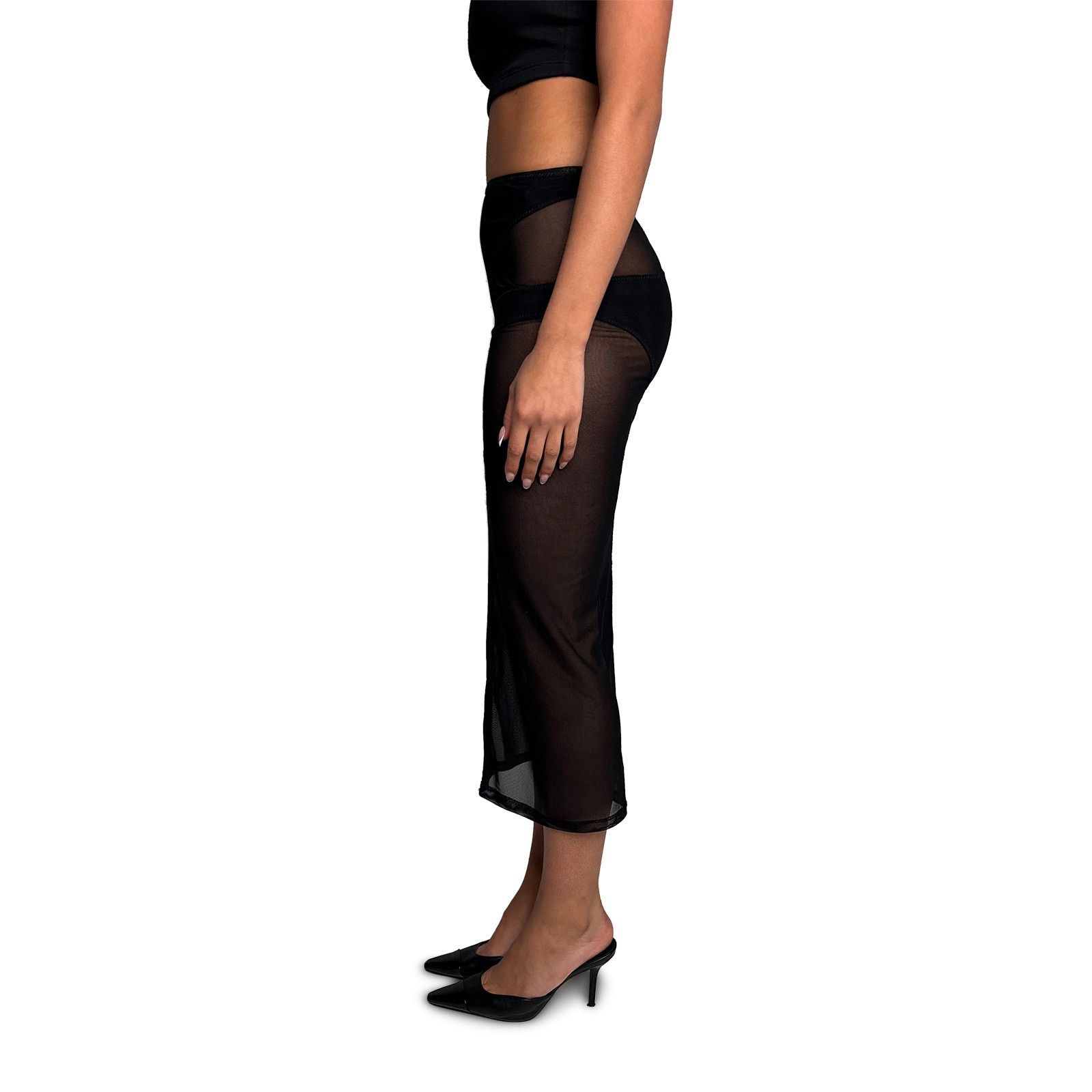 Dion Lee Black Sheer Panel Skirt Size 25" / US 0 / IT 36 - 3 Thumbnail