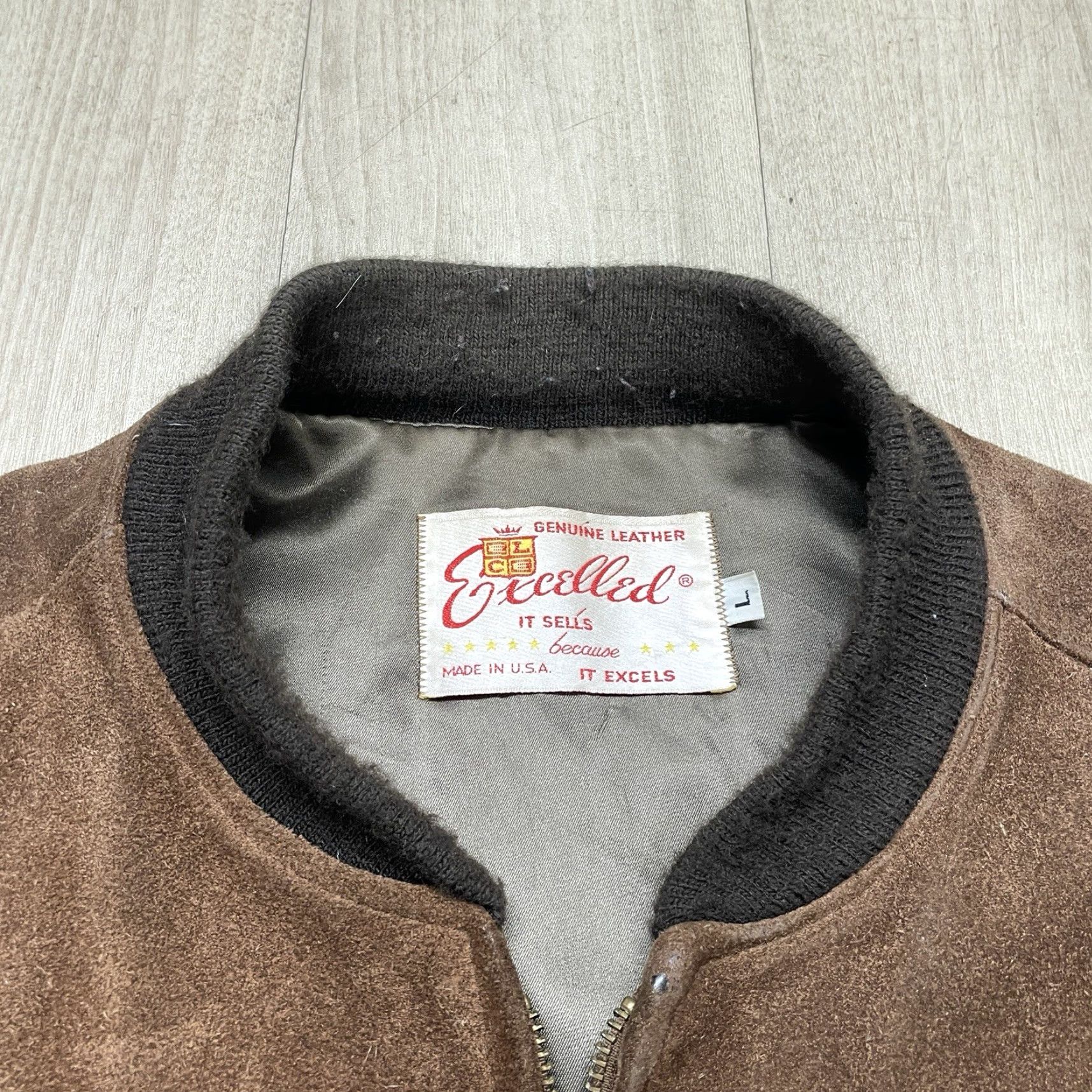Schott VINTAGE SCHOTT Bomber Leather Jacket Mens L Brown Suede Leather Jacket Vintage 80s 70s Cossack Zip Pockets Size US L / EU 52-54 / 3 - 7 Thumbnail
