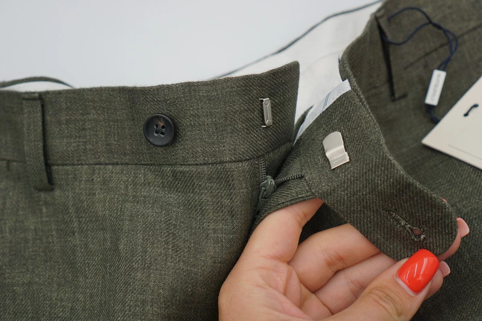 Suitsupply Men Suitsupply Brescia Trousers 100% Linen Green 30 UK/US50S Size 50S - 3 Thumbnail