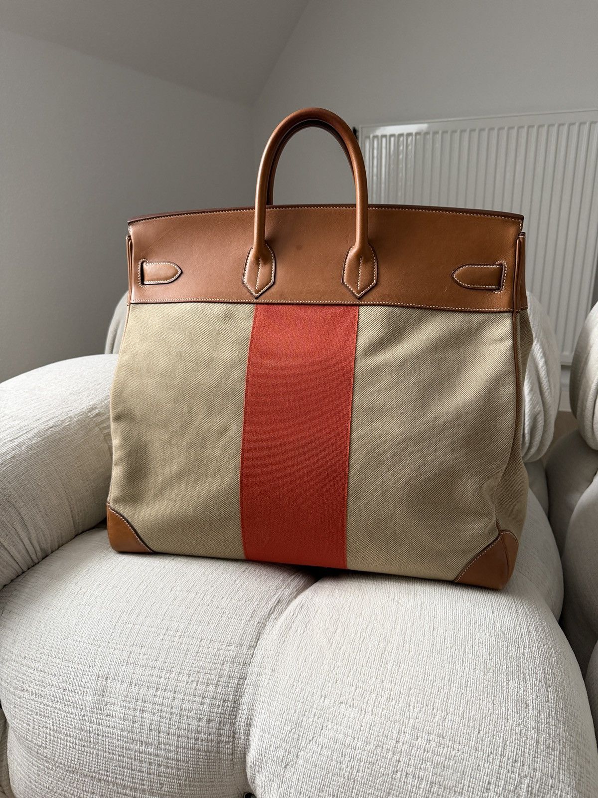 Hermes Birkin HAC 50 Naturel Barenia and Canvas Flag 2014 Size ONE SIZE - 8 Thumbnail