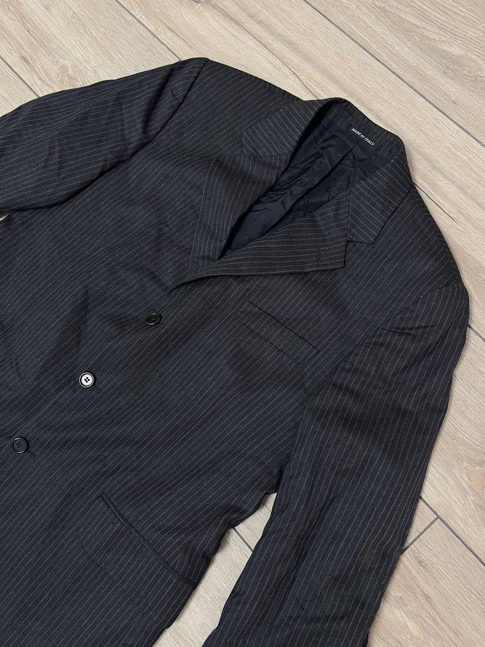 Yves Saint Laurent Vintage YSL Gray Blazer White Striped yves saint laurent Size 54R - 12 Thumbnail