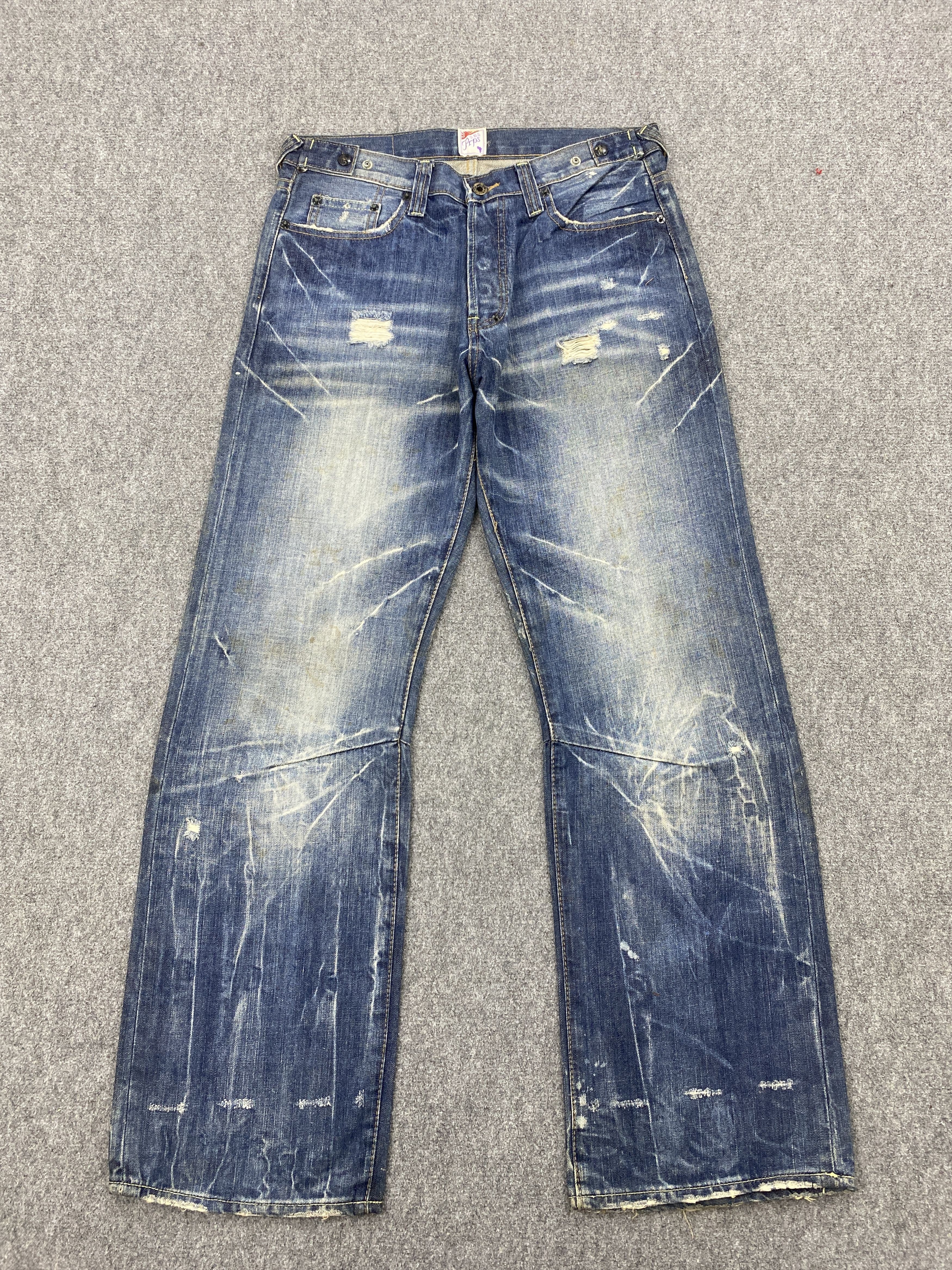 image of Prps Purple Label Distressed Jeans in Blue Denim, Men's (Size 31)