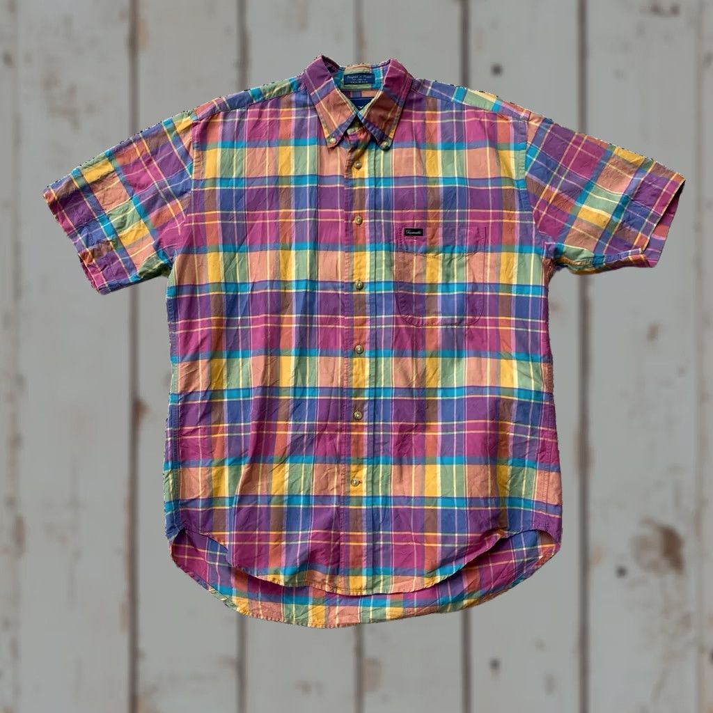 Faconnable VINTAGE Faconnable Shirt Mens Small Blue Pink Green Plaid Relaxed Button Up Shirt Size US S / EU 44-46 / 1 - 1 Thumbnail