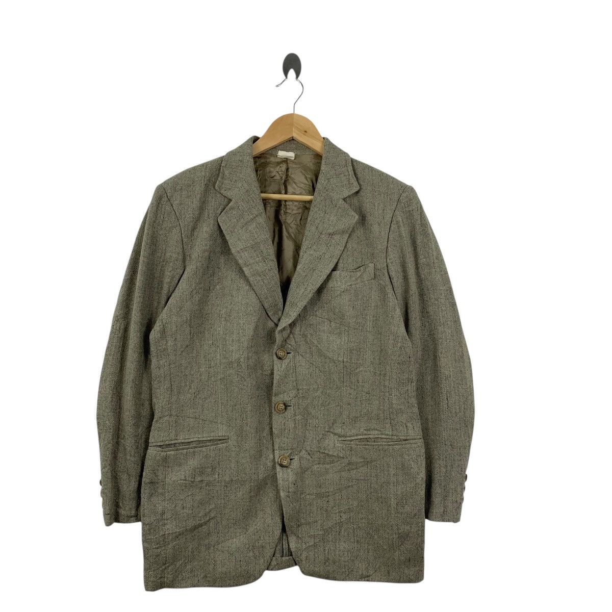 Adolfo Dominguez Vintage ADOLFO DOMINGUEZ Silk Linen Blazer Coat Peacoat Size 46L - 3 Thumbnail