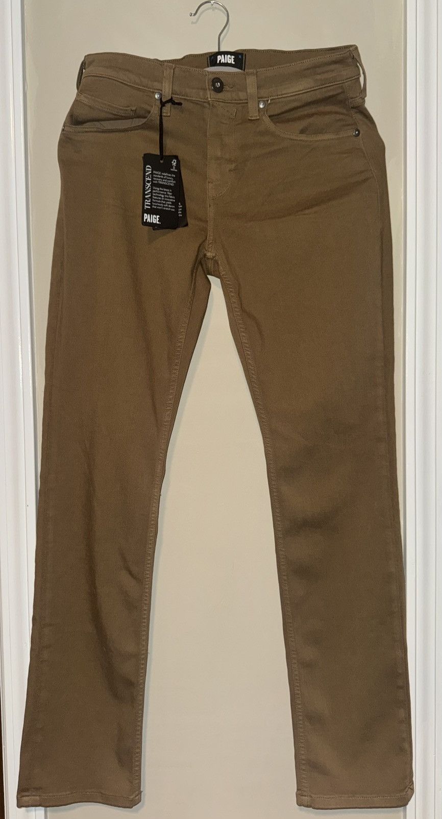 Paige Federal Slim Straight Jean In Laurel Tan