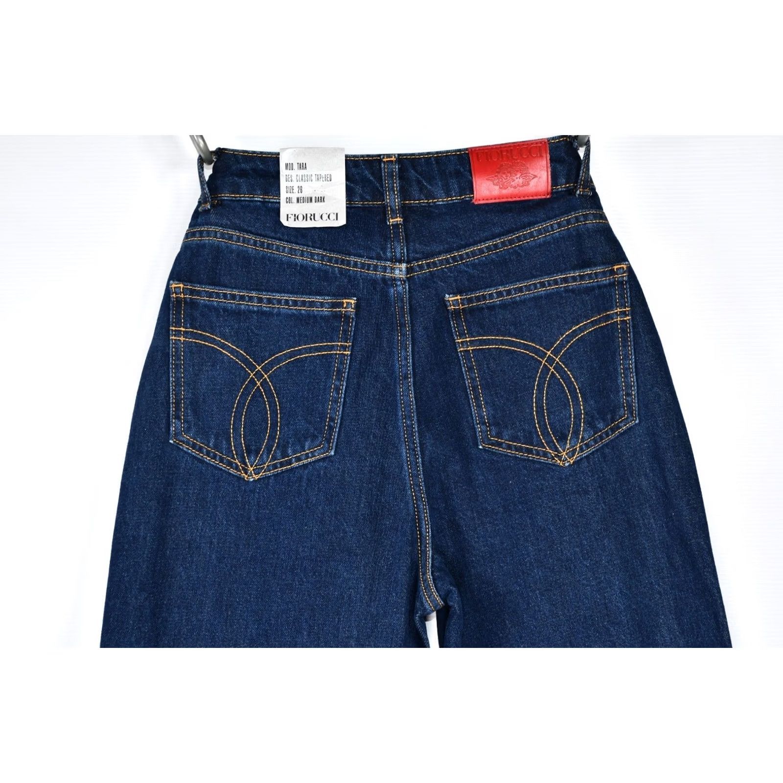 Fiorucci Fiorucci Jeans Women's Medium Dark Velvet Logo Tape 5-Pocket Tapered Size 26 Blue Cotton Denim Vintage No Size 26" / US 2 / IT 38 - 4 Thumbnail