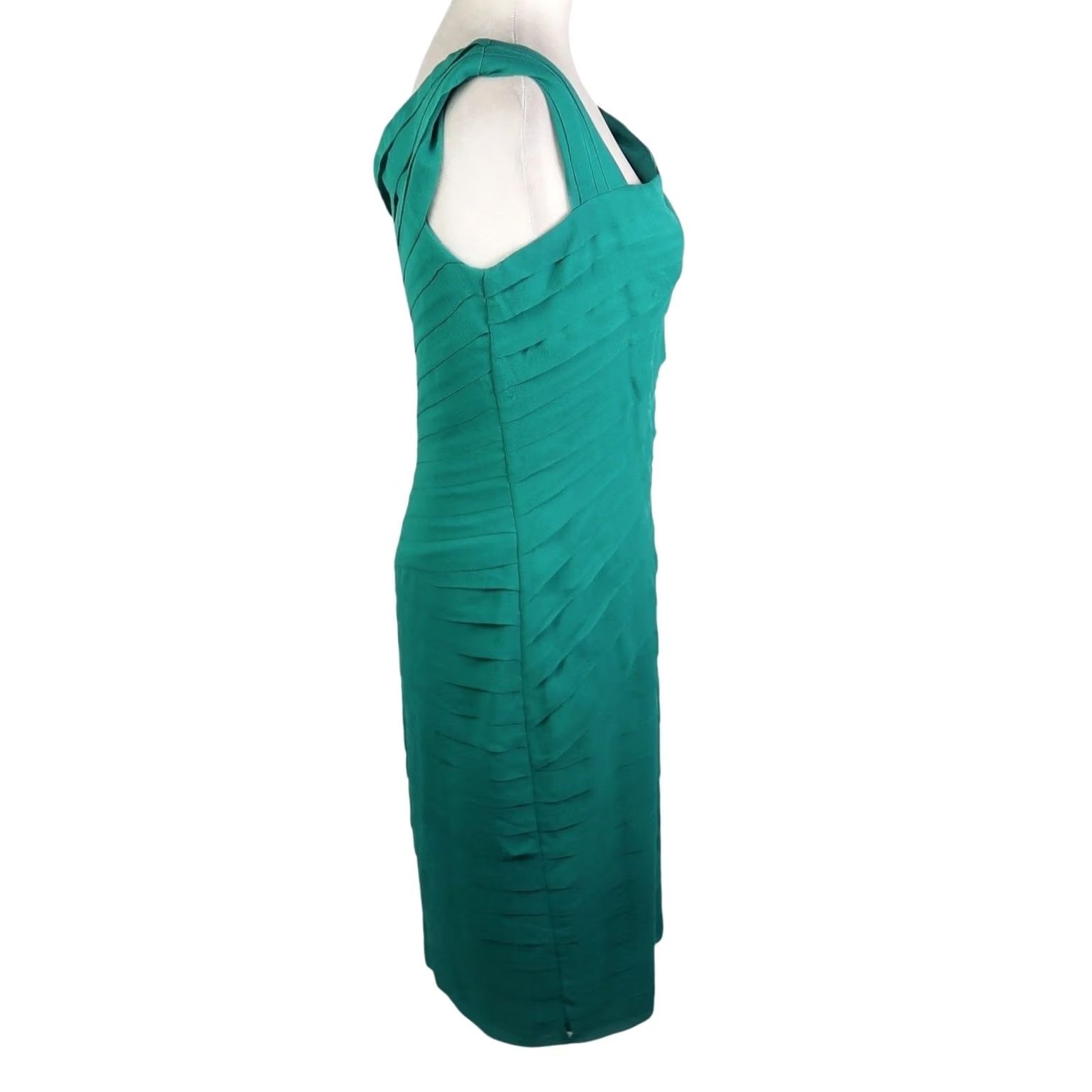 Tadashi Shoji Tadashi Collection Jade Green Silk Tiered Midi Sheath Cocktail Dress 6 Size M / US 6-8 / IT 42-44 - 4 Thumbnail