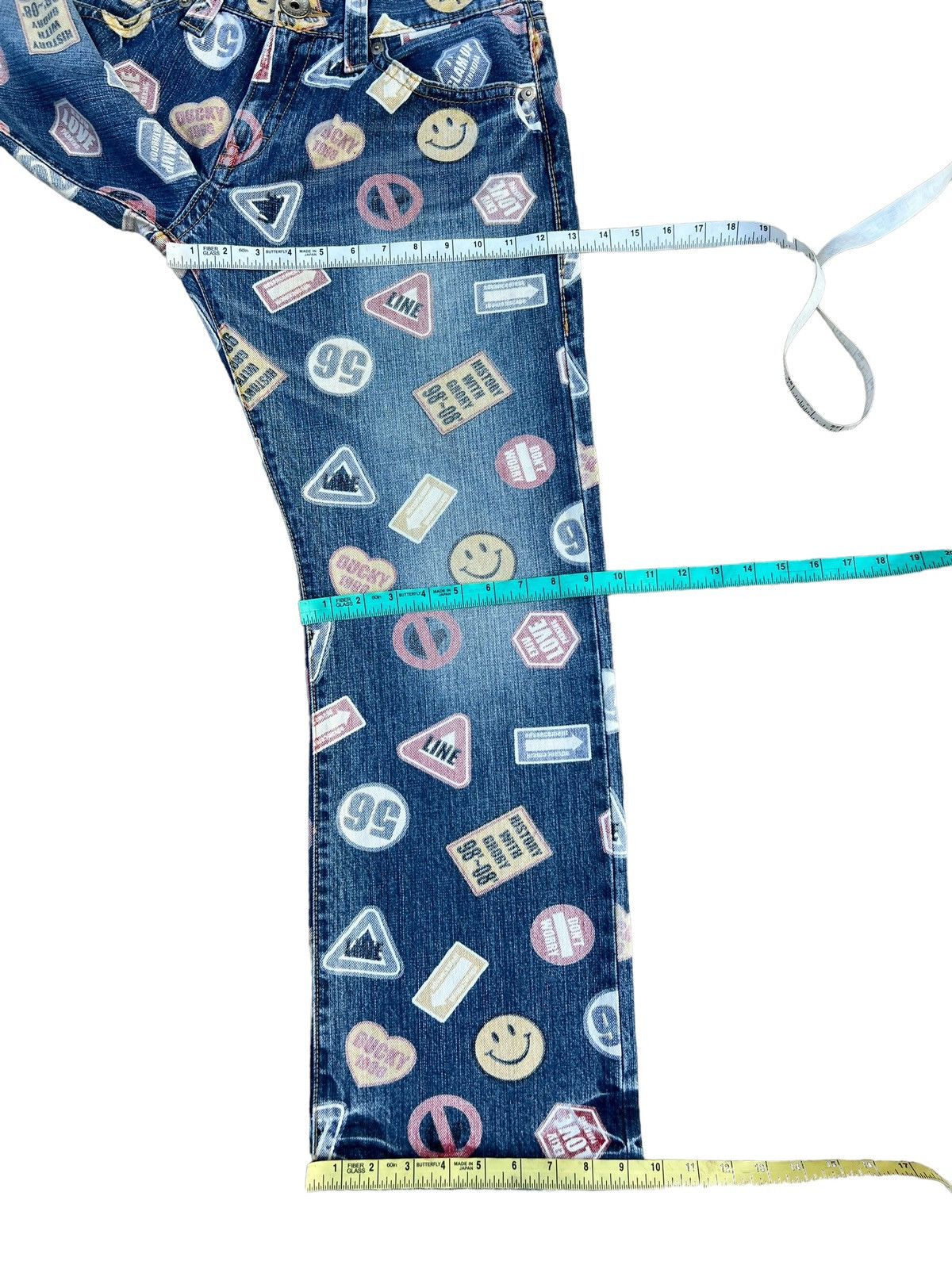 Designer Co & Lu Multiple Sign Print Smile Logo Denim Jeans Size US 30 / EU 46 - 4 Thumbnail