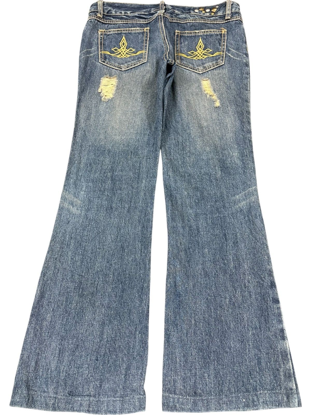 Hysteric Glamour Vintage Japanese Rusty Studded Bead Distress Flare Jeans Size 30" / US 8 / IT 44 - 2 Thumbnail