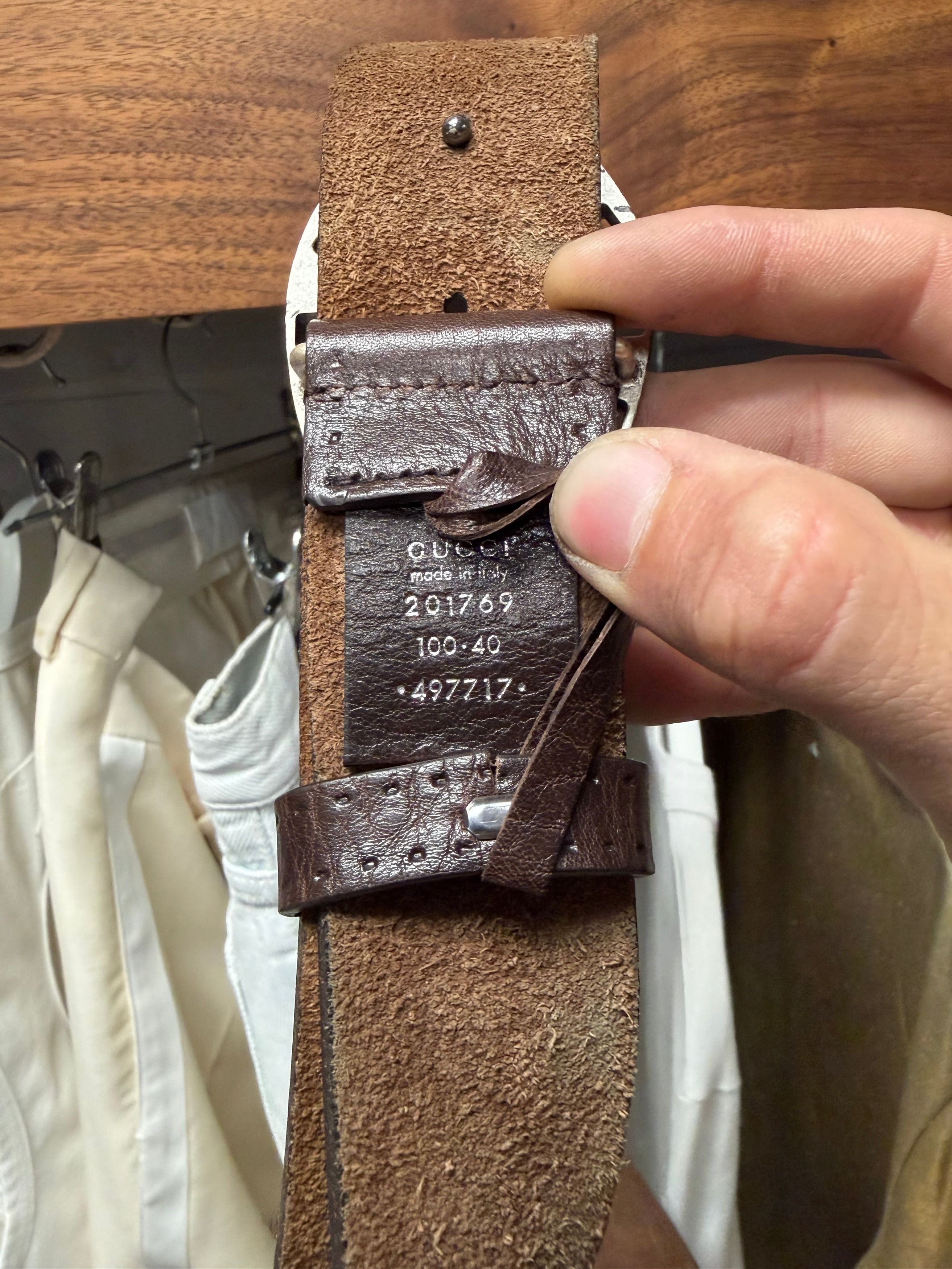 Gucci 2000s Gucci ‘Horseshoe G’ Logo Brown Leather Belt Size ONE SIZE - 4 Thumbnail