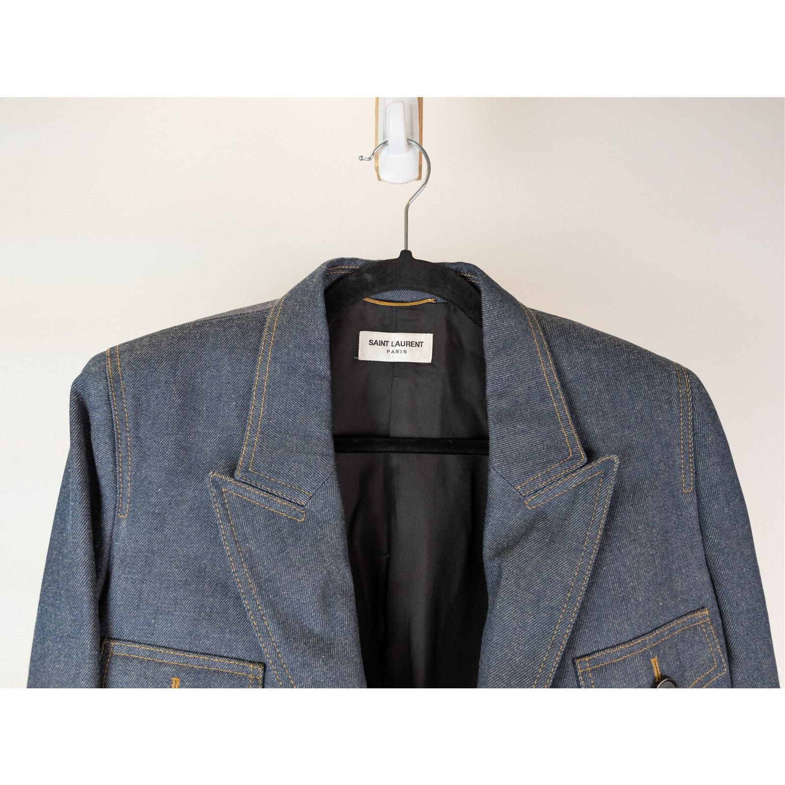 Saint Laurent Paris o1rshd1 Veste Jean Tailleur tailored denim jacket Deep Blue Size M / US 6-8 / IT 42-44 - 2 Thumbnail