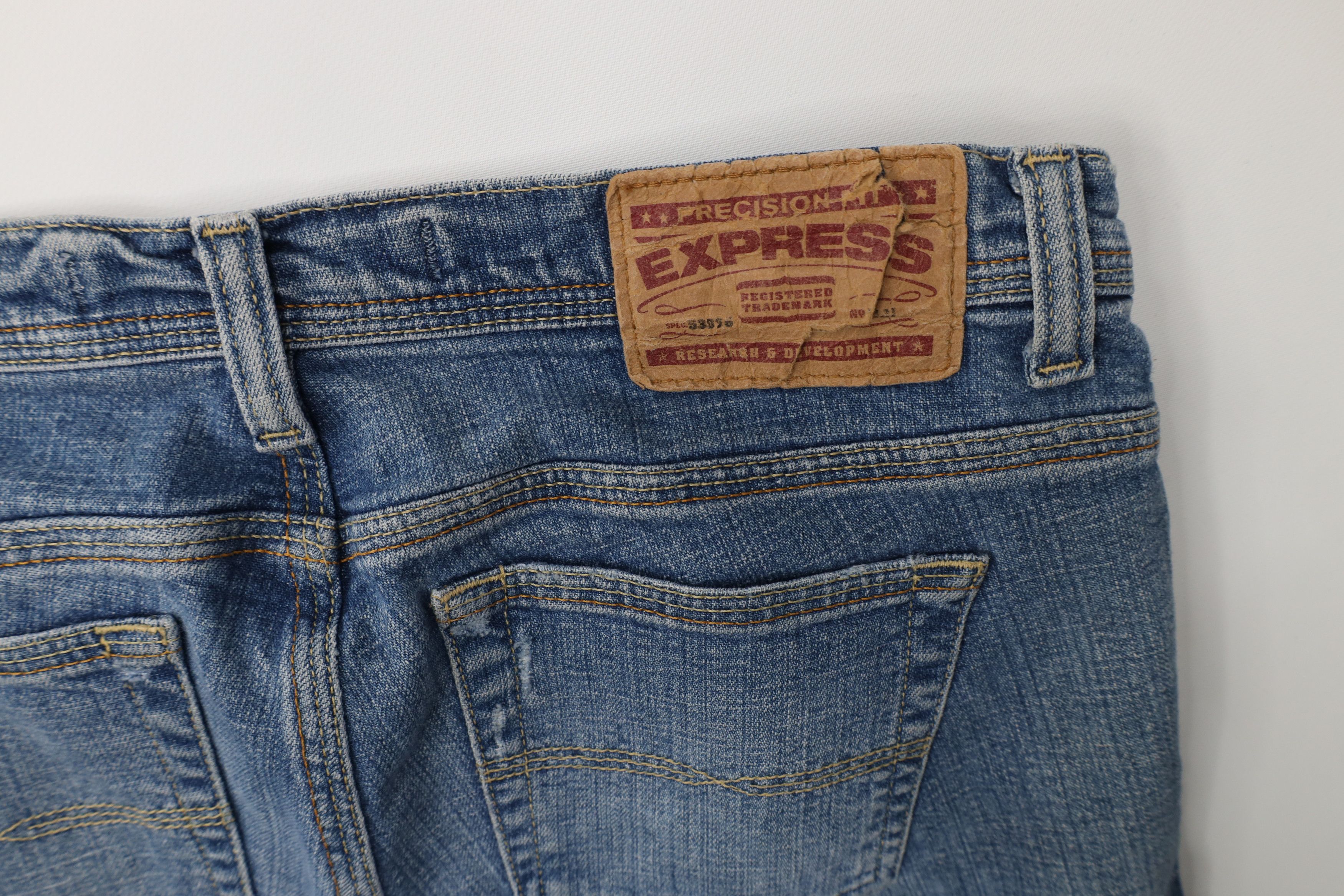 Express Vintage Y2K Express Flared Wide Leg Denim Jeans Stretch Size 30" / US 8 / IT 44 - 15 Thumbnail