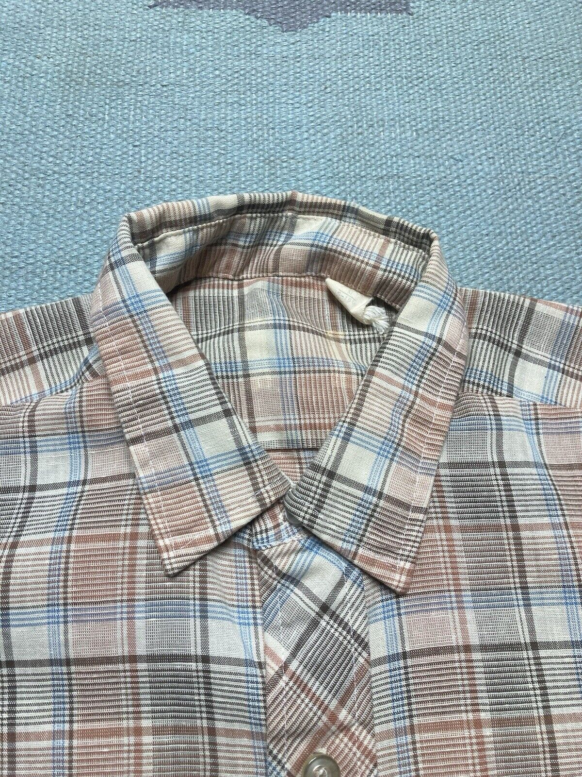 Vintage Vtg 80s button shirt lightweight poly cotton plaid medium Size US M / EU 48-50 / 2 - 3 Thumbnail