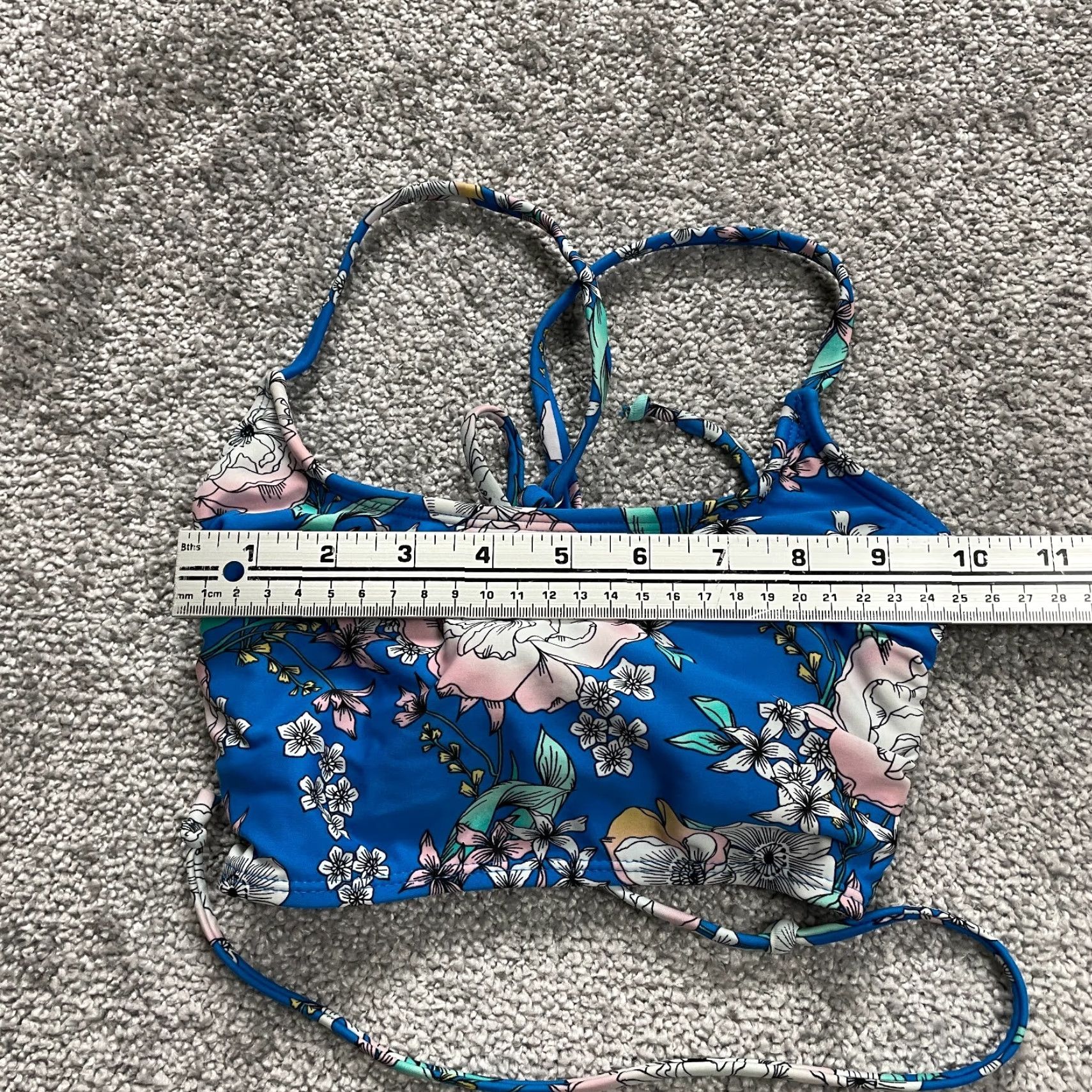 Vintage Xhilaration Girls Bikini Top Small Blue Floral Spaghetti Beach Summer Size S / US 4 / IT 40 - 7 Thumbnail