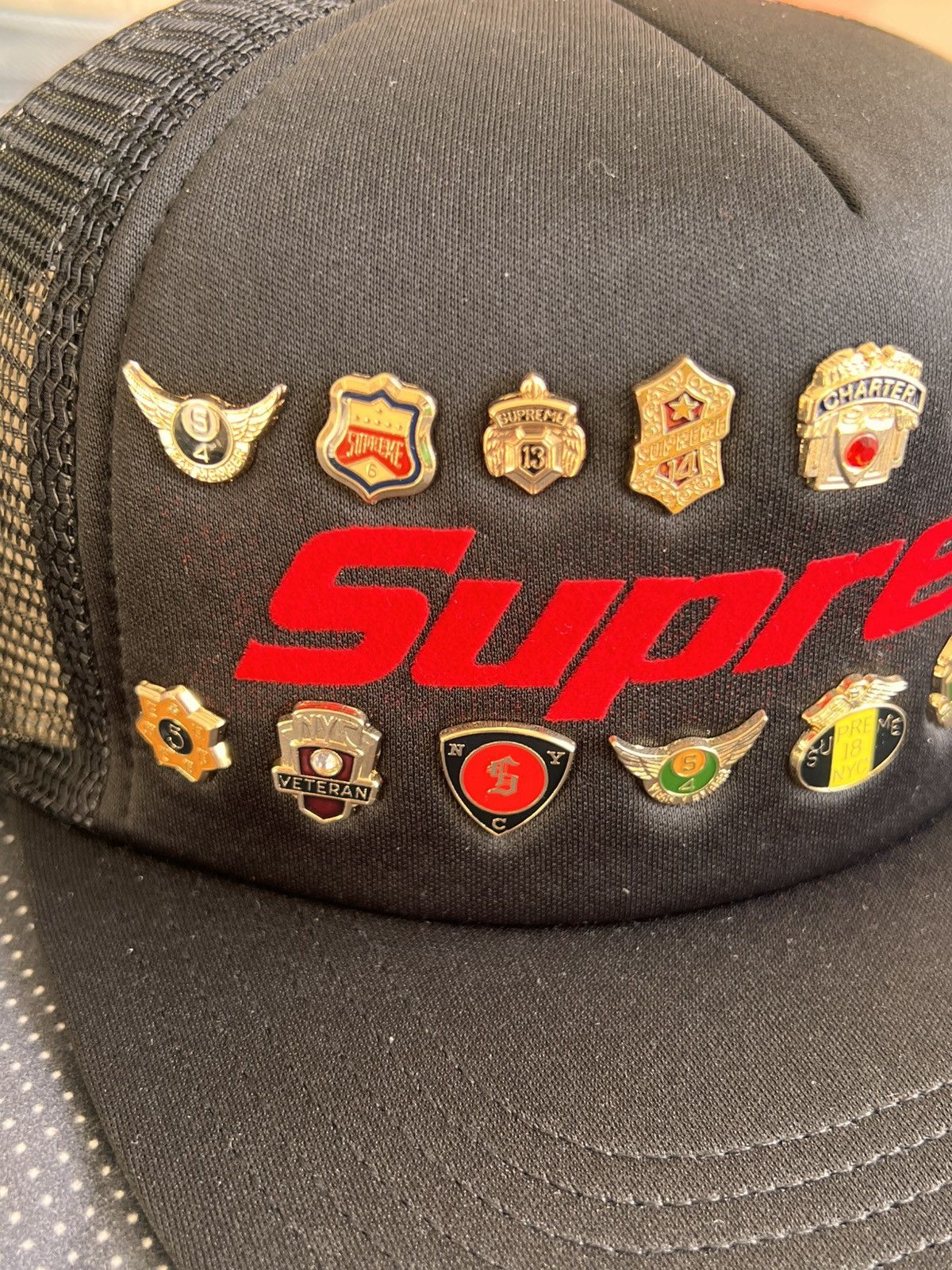 Supreme Supreme Pins Mesh Back 5 Panel Black cap hat snapback enamel Size ONE SIZE - 21 Thumbnail