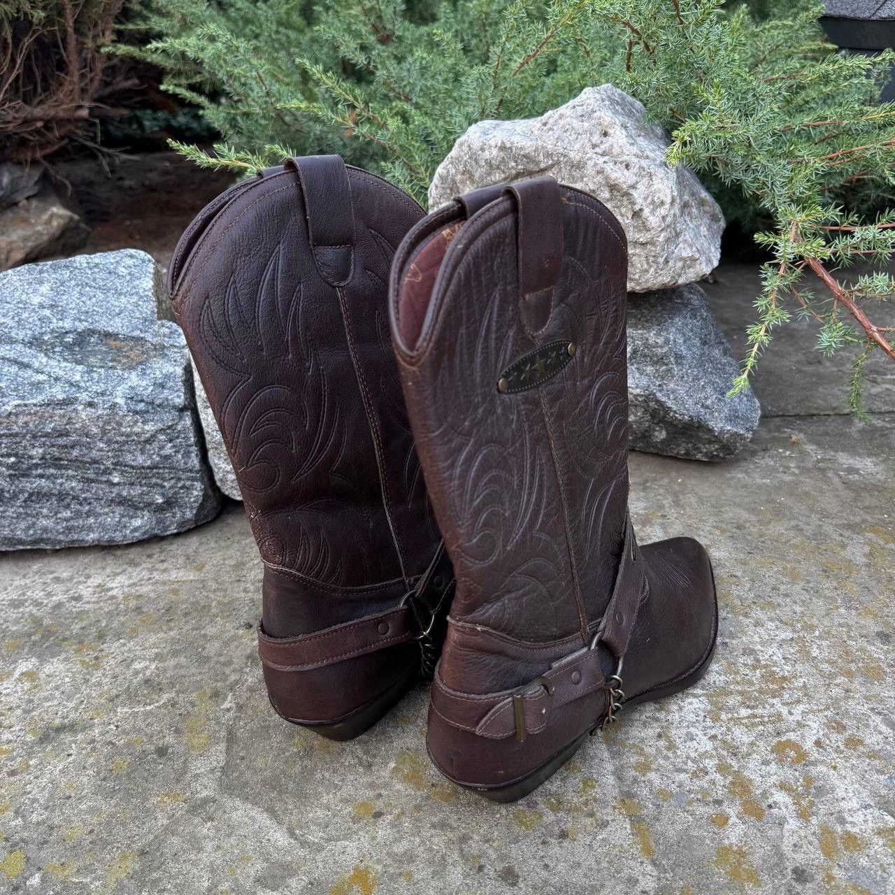Le Grande Bleu (L.G.B.) VTG Japanese Style Western Blue river Cowboy Leather Boots Size US 12 / EU 45 - 6 Thumbnail