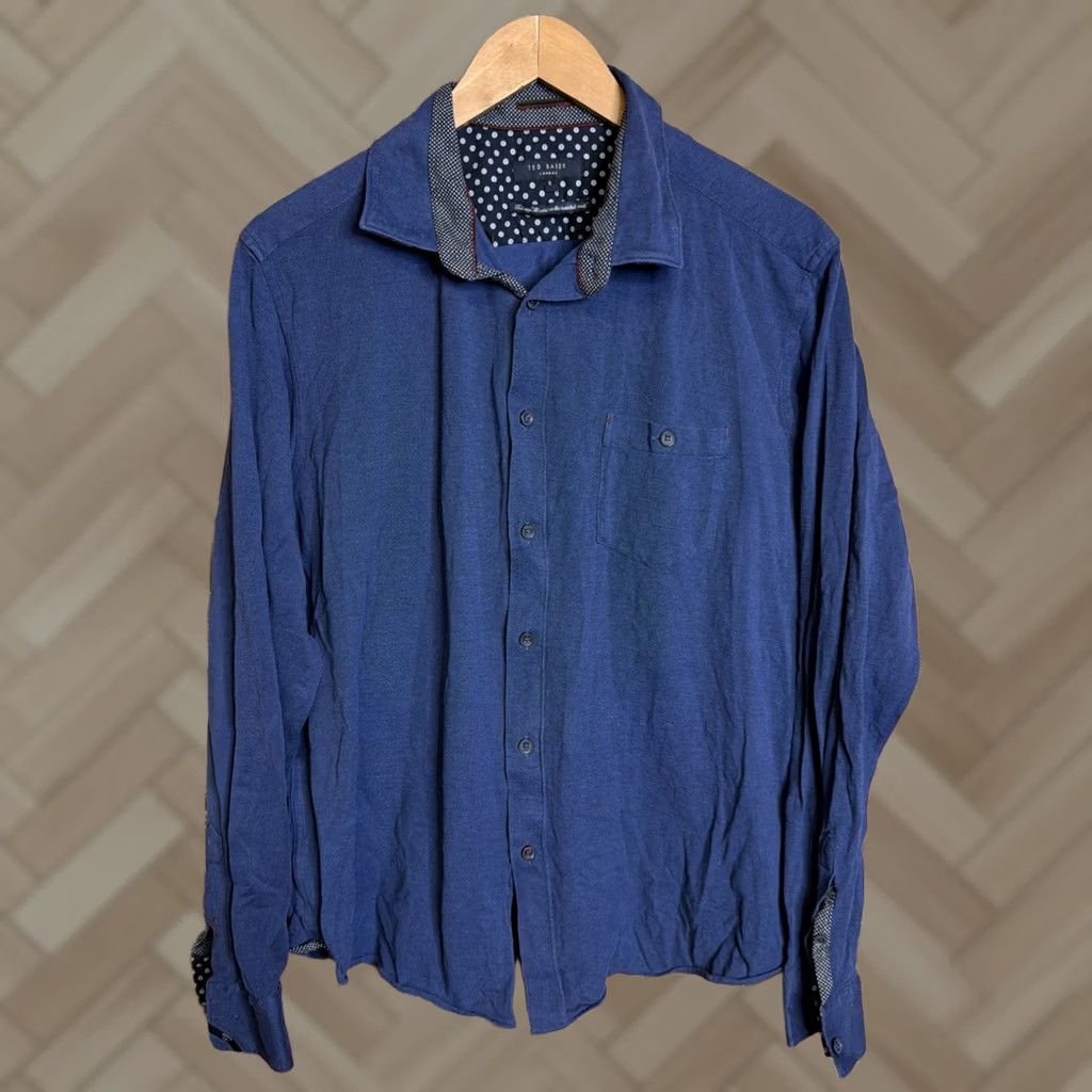 Ted Baker VINTAGE Ted Baker London Long Sleeve Button Up Shirt 2XL Navy Blue Floral Pattern Men’s Shirt Mens Size US XXL / EU 58 / 5 - 1 Thumbnail