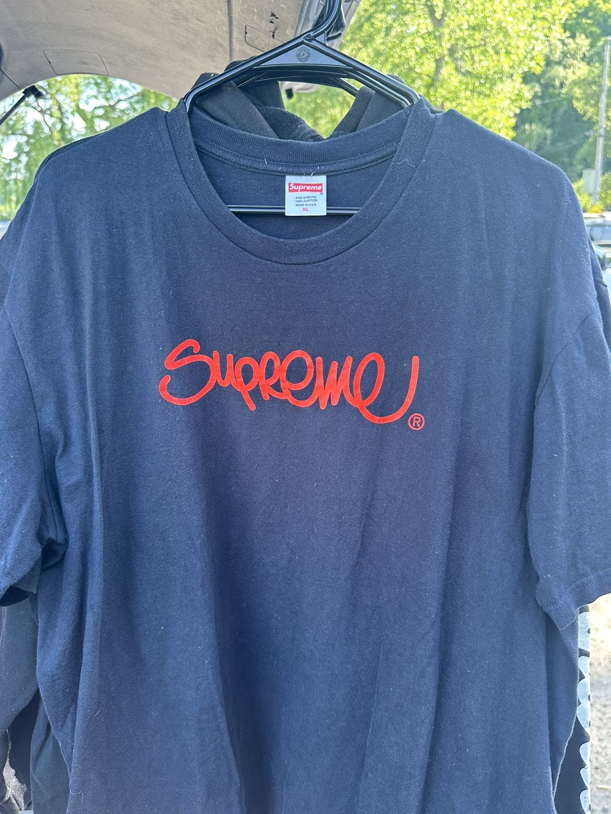 Supreme Supreme Handstyle Tee Navy Size US XL / EU 56 / 4 - 1 Thumbnail