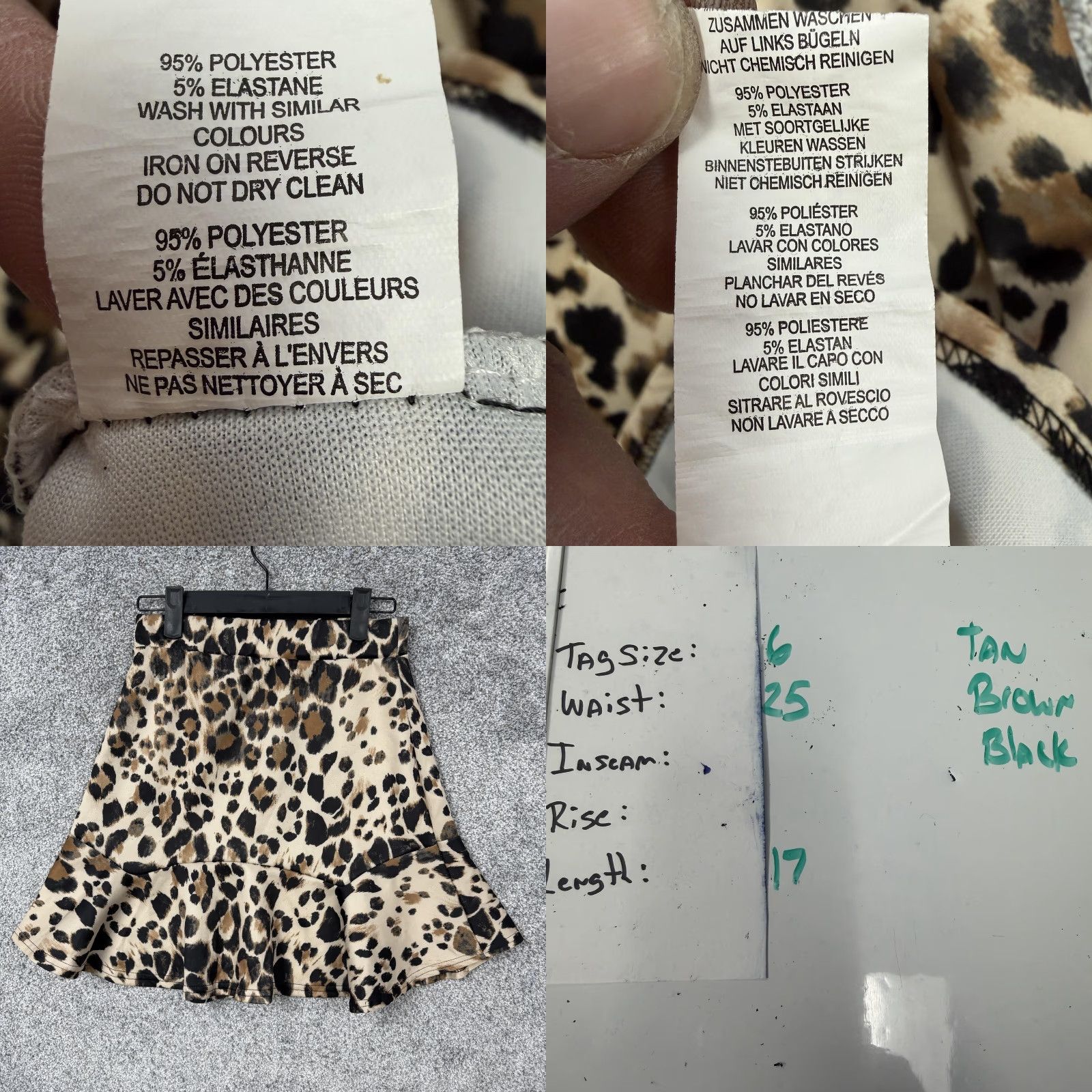 Nasty Gal Nasty Gal Skirt 6 Tan Brown Black Leopard Ruffle Trumpet Mini Mob Wife Retro Y2K Size 28" / US 6 / IT 42 - 8 Thumbnail