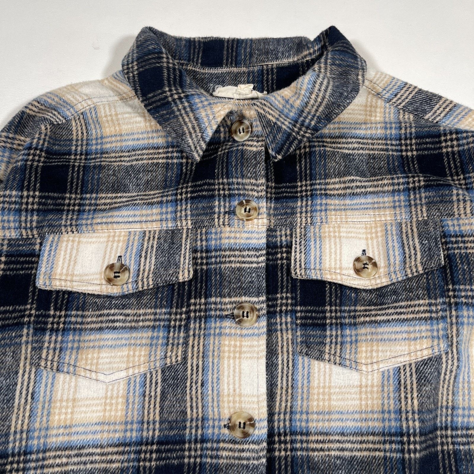 Pink women's oversized plaid flannel shacket Button Up Size S / US 4 / IT 40 - 2 Thumbnail