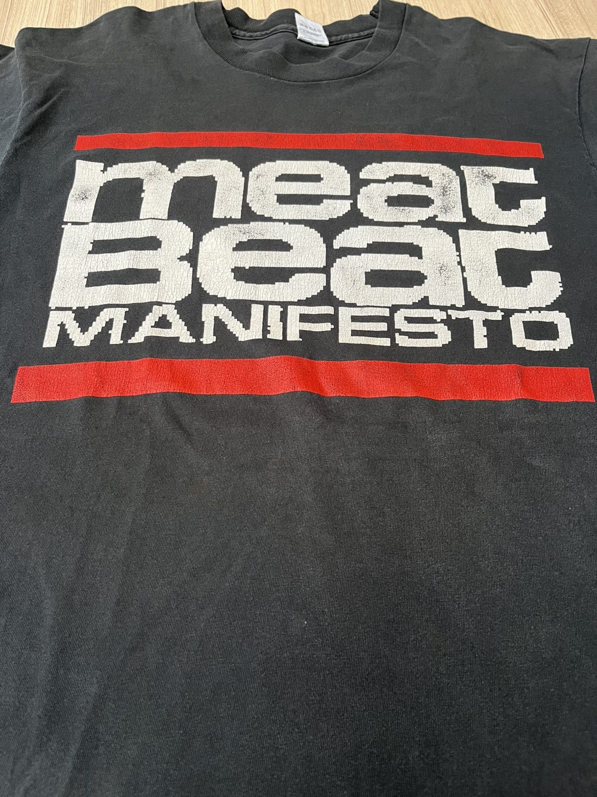 Vintage Vintage 90s Meat Beat Manifesto Electronic Dance T Shirt Size US XL / EU 56 / 4 - 8 Thumbnail