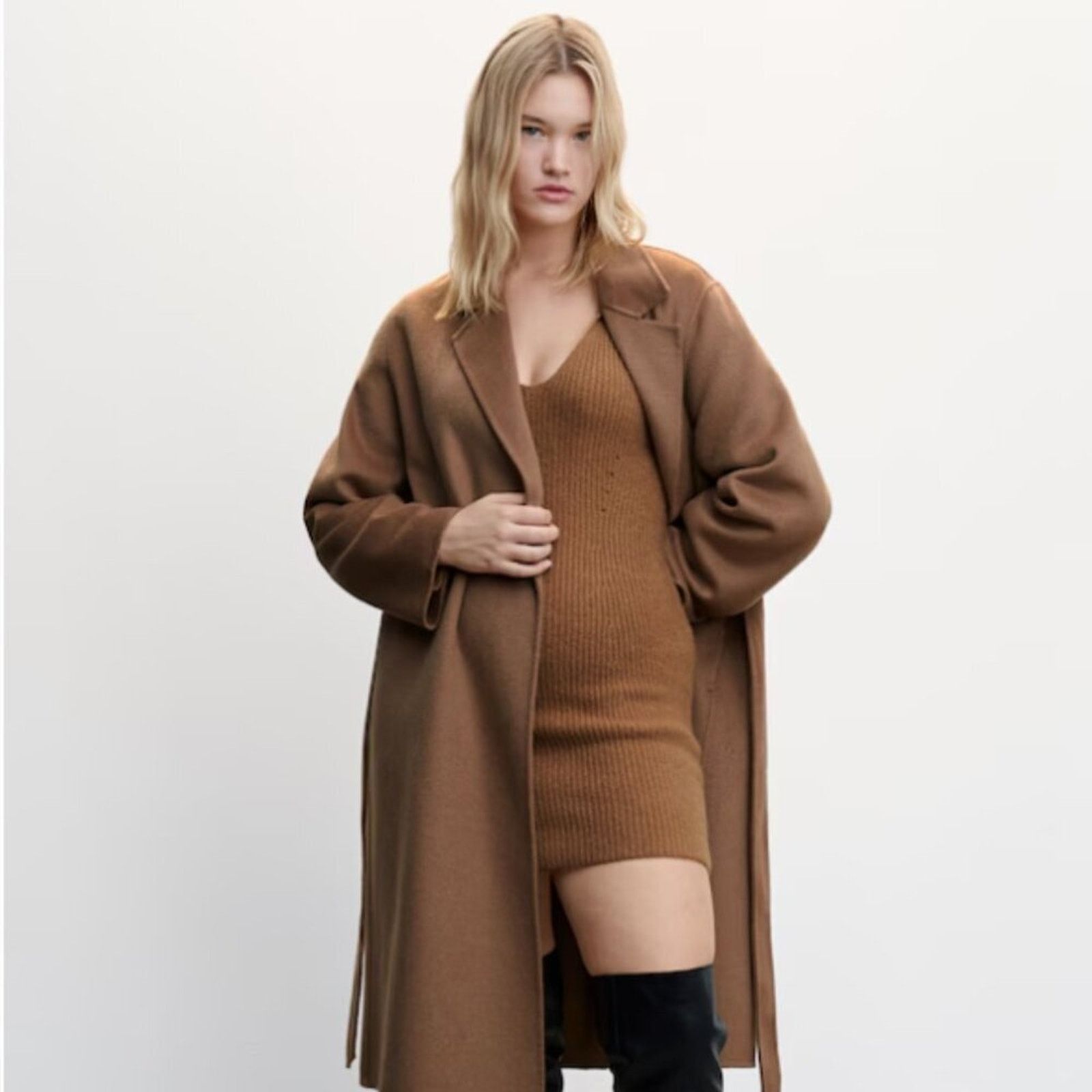 Mango Mango Short Knitted Dress Long Sleeve Brown NWT Size 6 Size M / US 6-8 / IT 42-44 - 7 Thumbnail