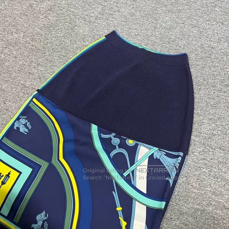 Hermes Hermes Silk and knit combination skirt Size 42" / US 20 - 3 Thumbnail