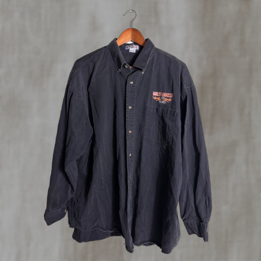 Harley Davidson Y2K Mens XL Short Sleeve Black Button-Down Shirt Harley-Davidson 100th Size US XL / EU 56 / 4 - 1 Thumbnail