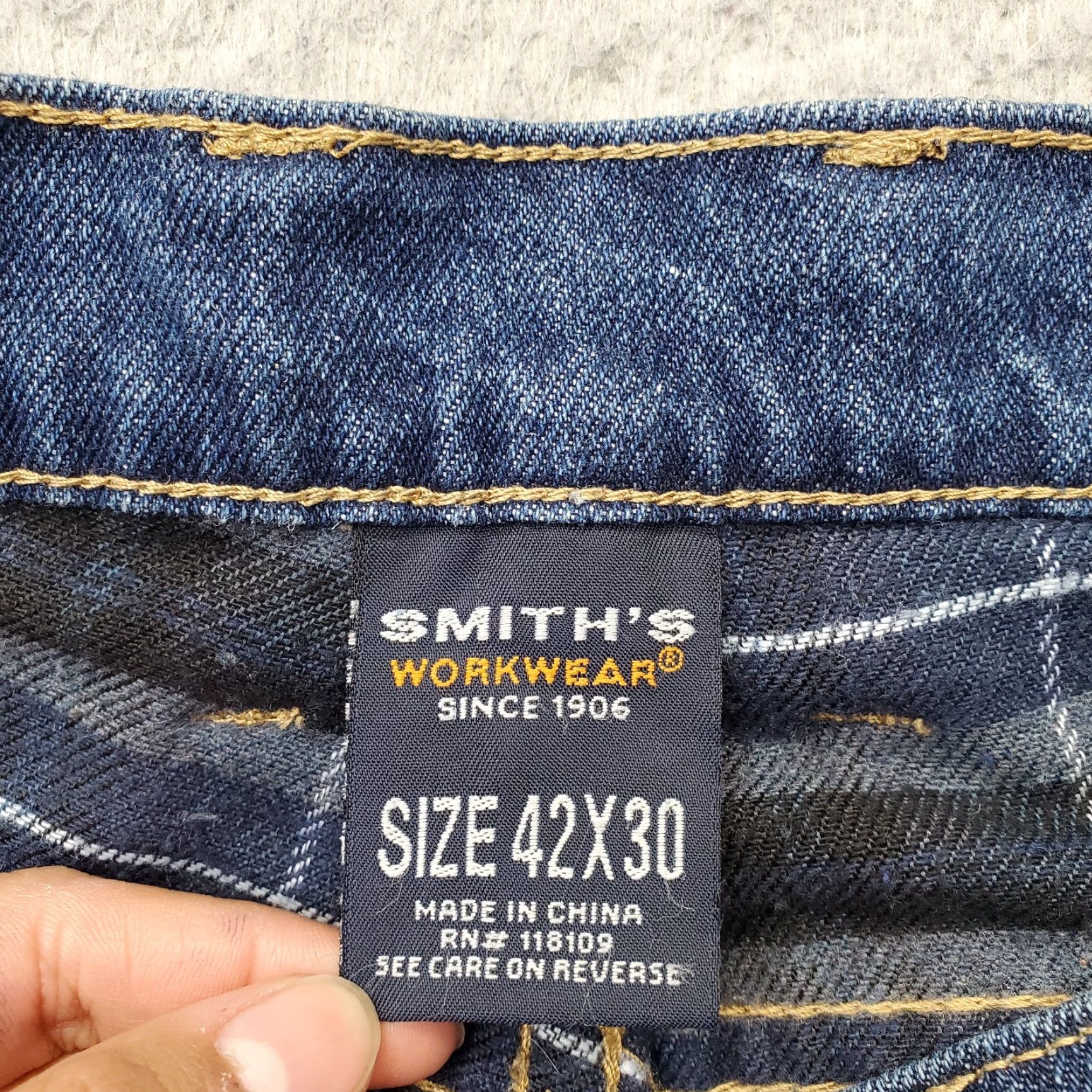 Vintage Smith's Workwear Straight Jeans Mens 42x30 Blue Denim Stretch Comfort Streetwear Size US 42 / EU 58 - 7 Thumbnail